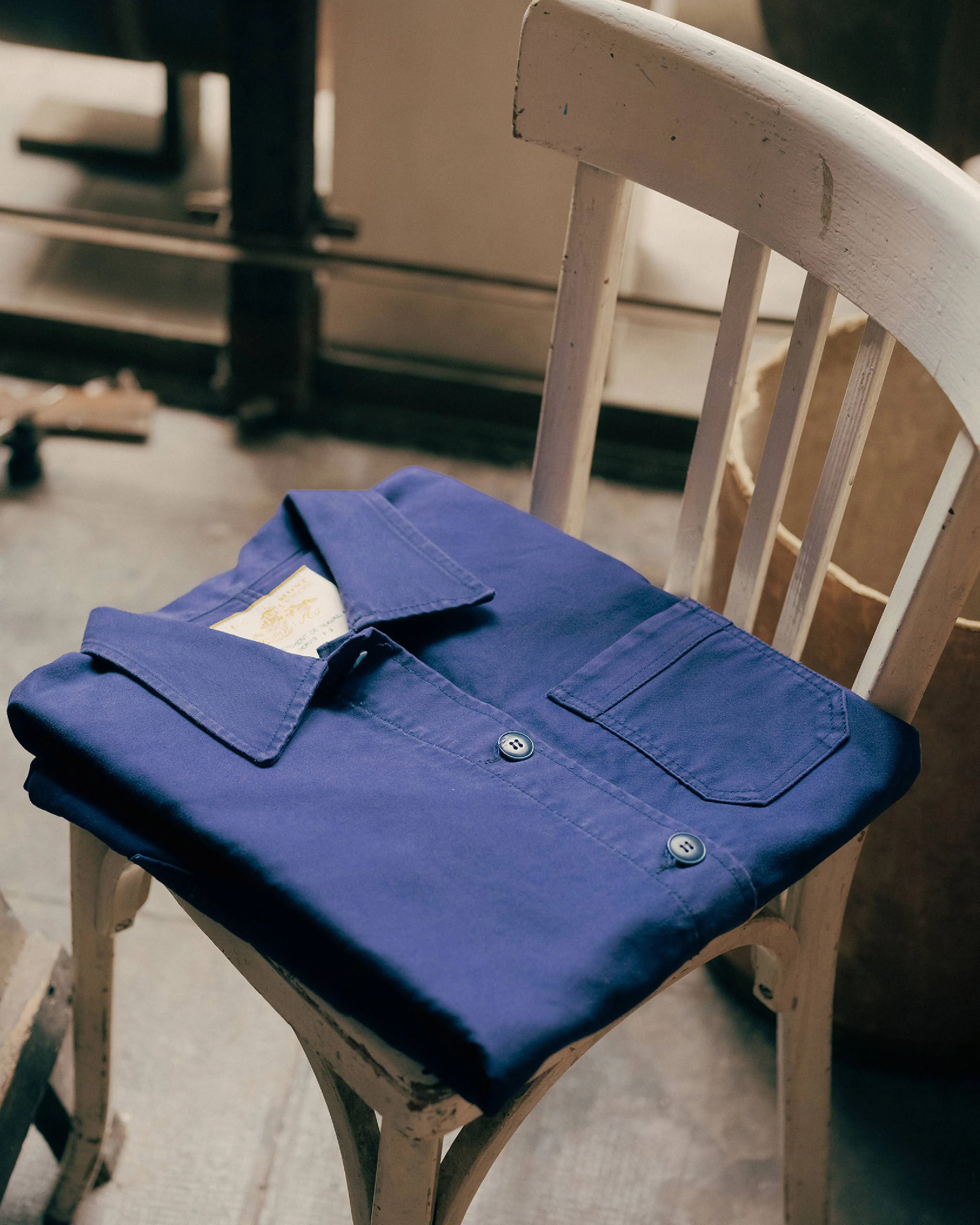 Le Mont St Michel Moleskin Authentic Work Jacket - Blue - Image 7