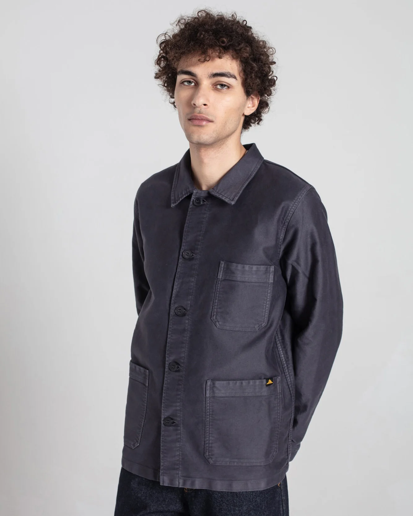 Le Mont St Michel Moleskin Authentic Work Jacket - Graphite - Image 3