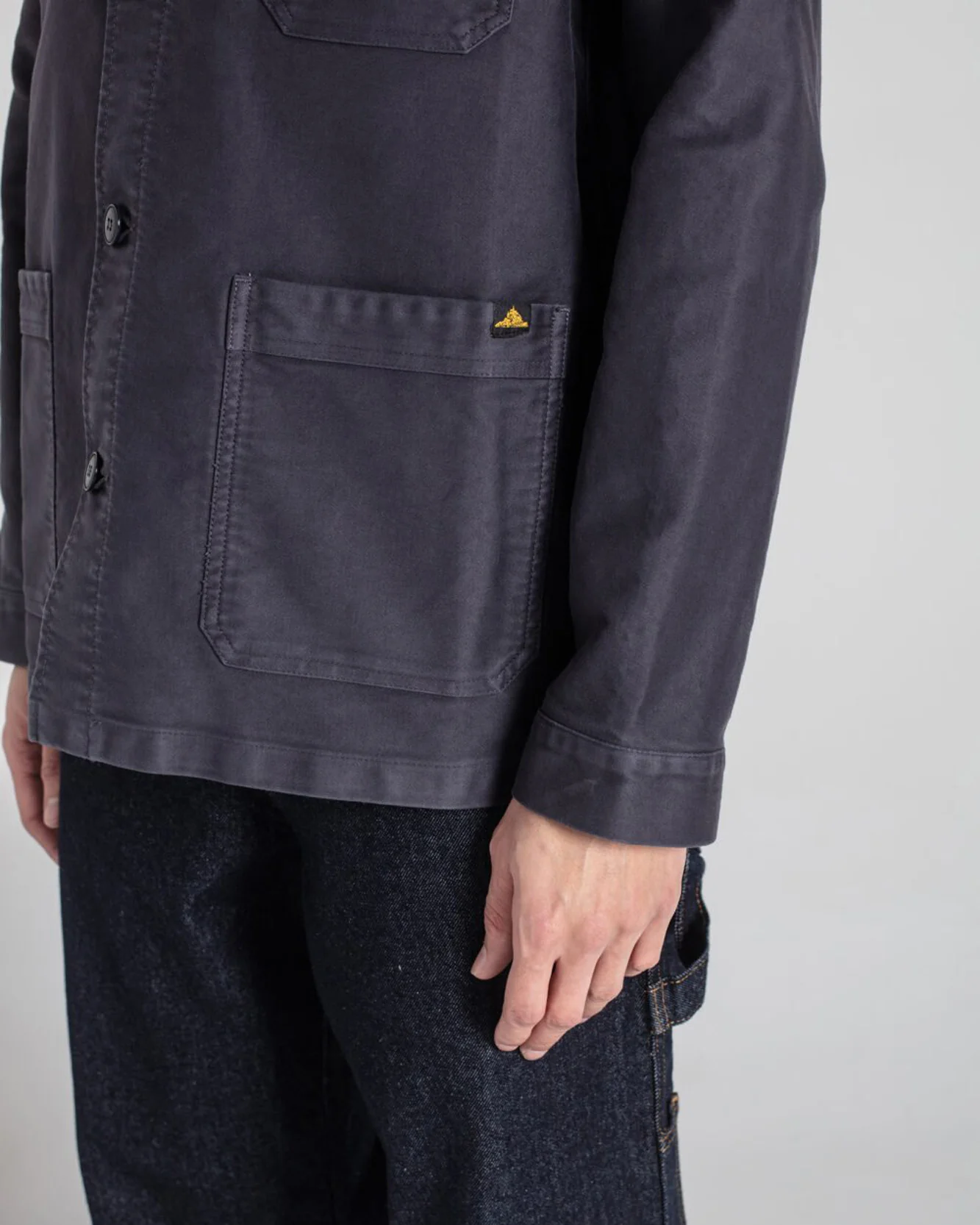 Le Mont St Michel Moleskin Authentic Work Jacket - Graphite - Image 4