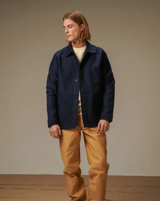 Le Mont St Michel Moleskin Authentic Work Jacket - Navy - Image 3