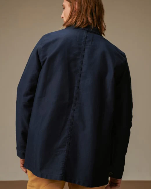 Le Mont St Michel Moleskin Authentic Work Jacket - Navy - Image 4