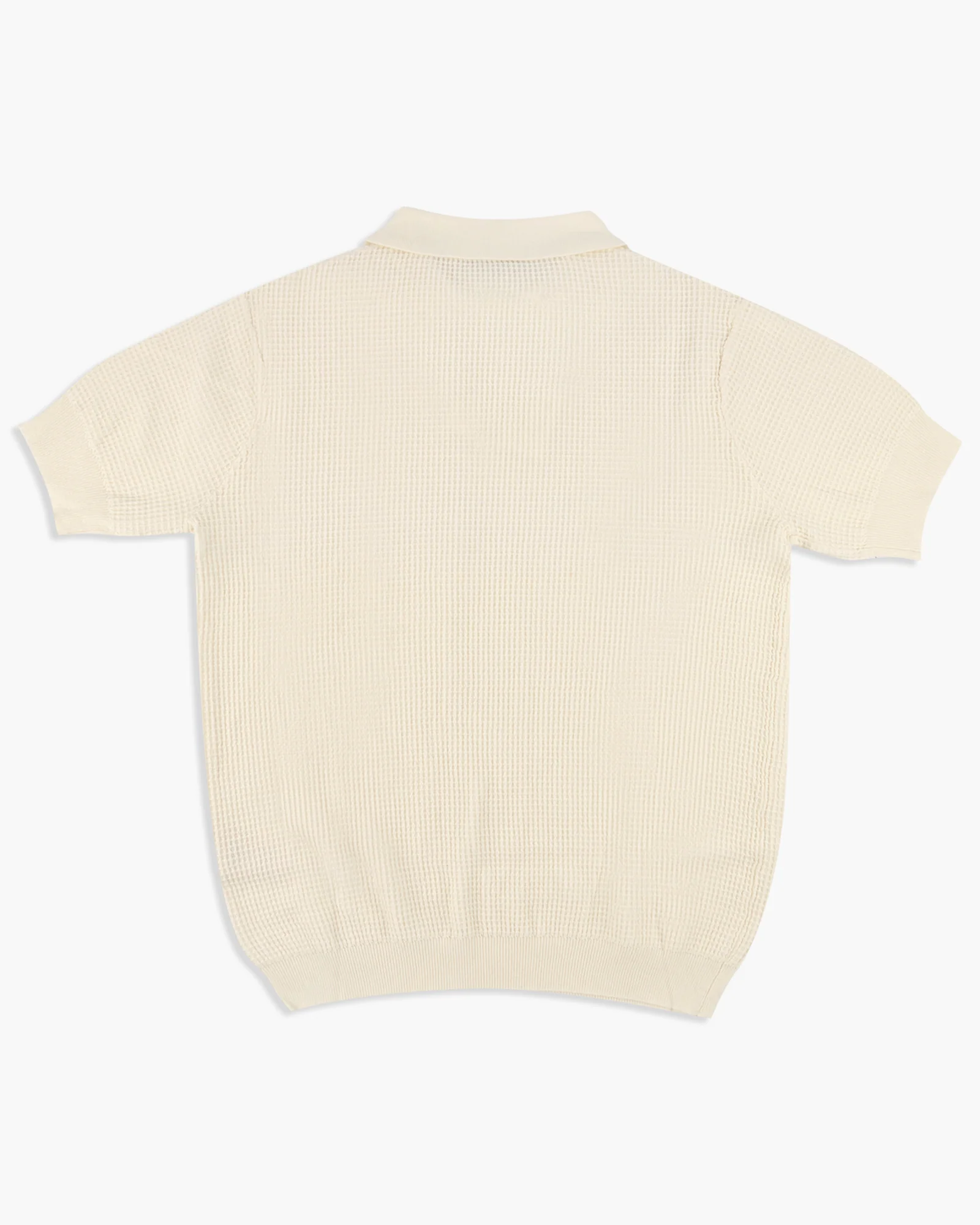 Le Mont St Michel Simoni Grid Knit Sweater Polo Shirt - Off White - Image 3