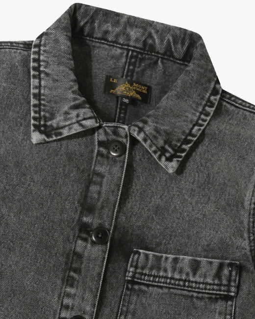 Le Mont St Michel Valmon Denim Work Jacket - Grey - Image 2