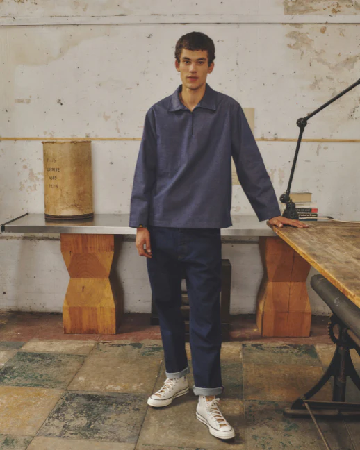 Le Mont St Michel Vilhelm Heavy Twill Vareuse - Navy - Image 3