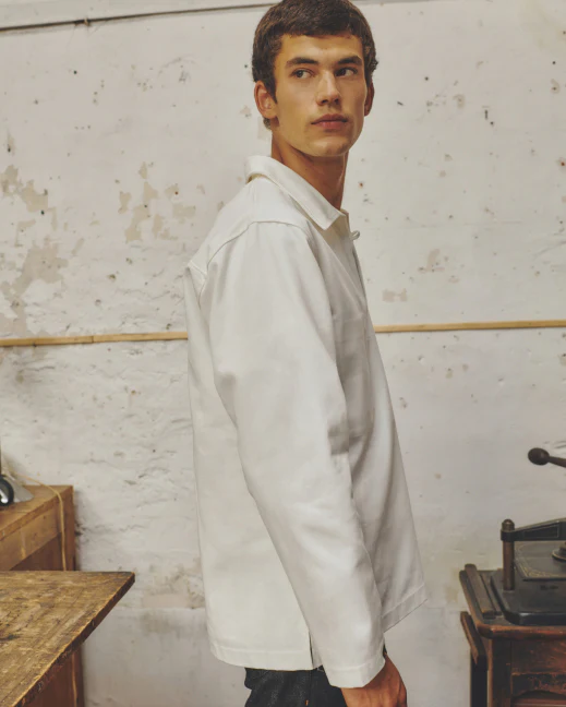 Le Mont St Michel Vilhelm Heavy Twill Vareuse - Off White - Image 3