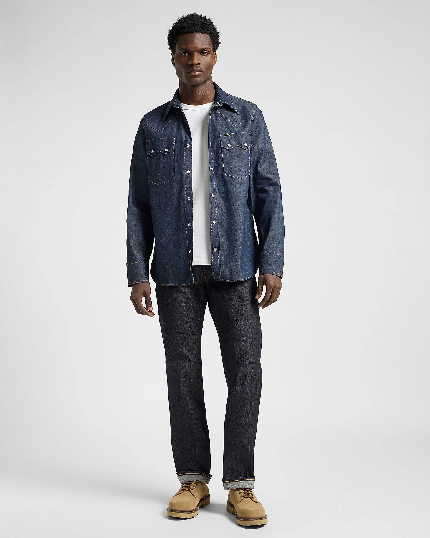 Lee 101 Made In Japan Selvedge Denim 50's Western Shirt - Dry Blue - Image 4