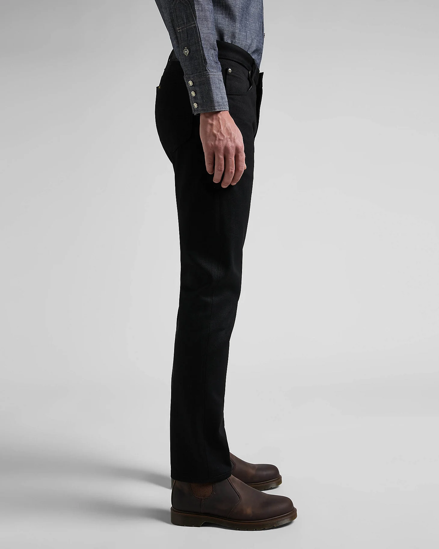 Lee 101 Rider Slim Fit Kaihara Recycled Cotton 14oz Selvedge Mens Jeans - Dry Black - Image 4