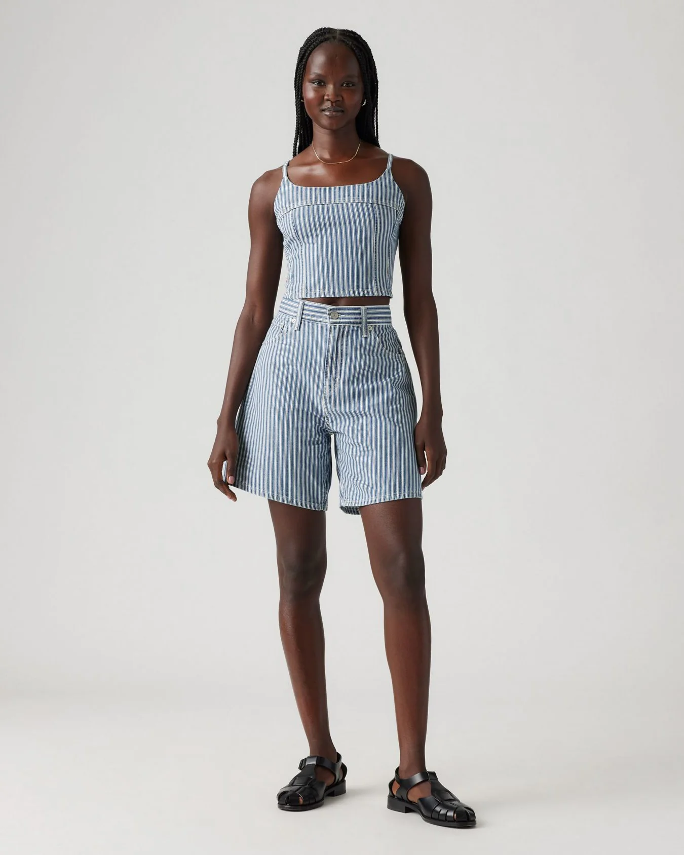Levi's® Womens High Baggy Shorts - Mischa Stripe Denim - Image 3