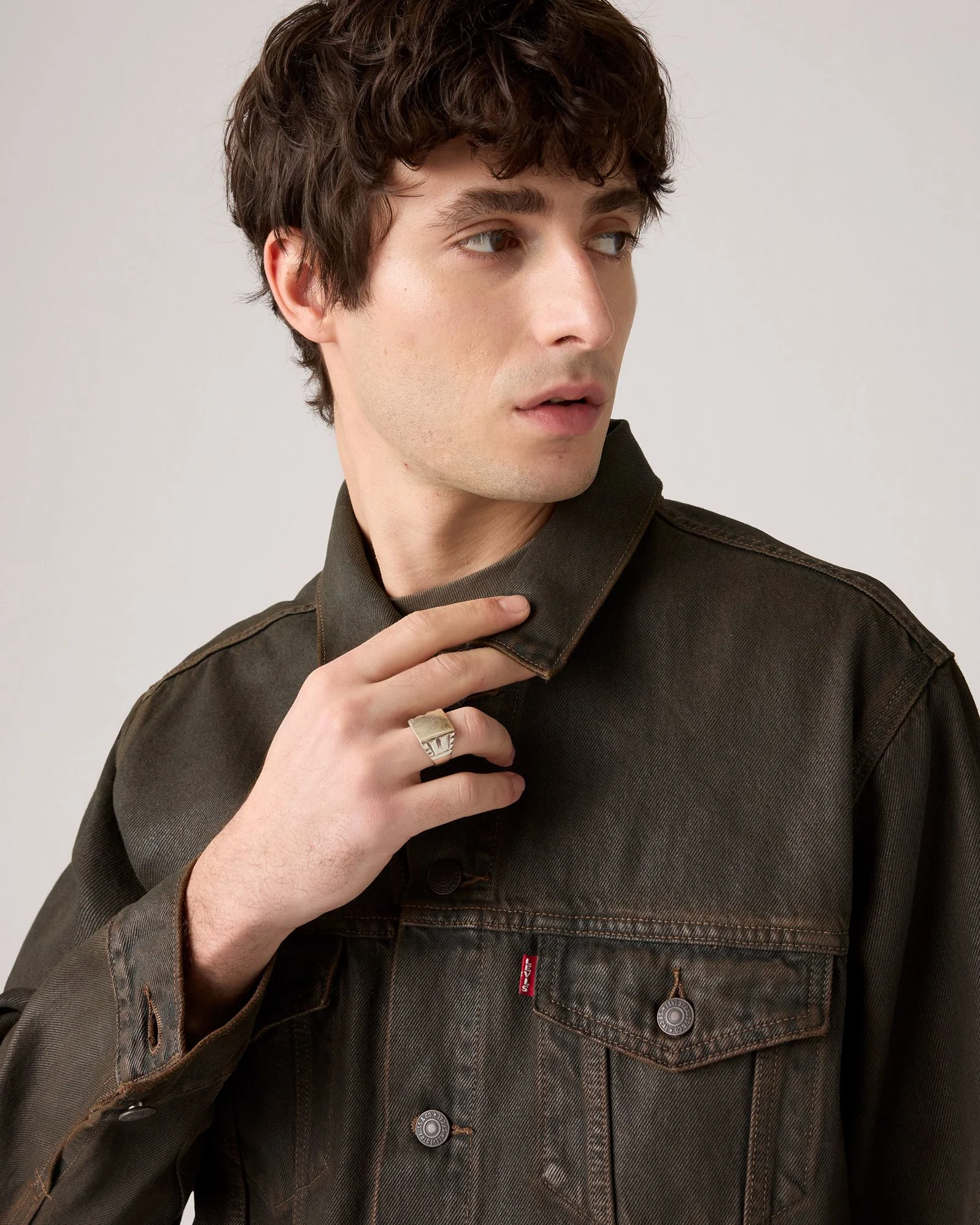 Levi's® Relaxed Fit Coated Trucker Jacket - Brown Wood - Image 2