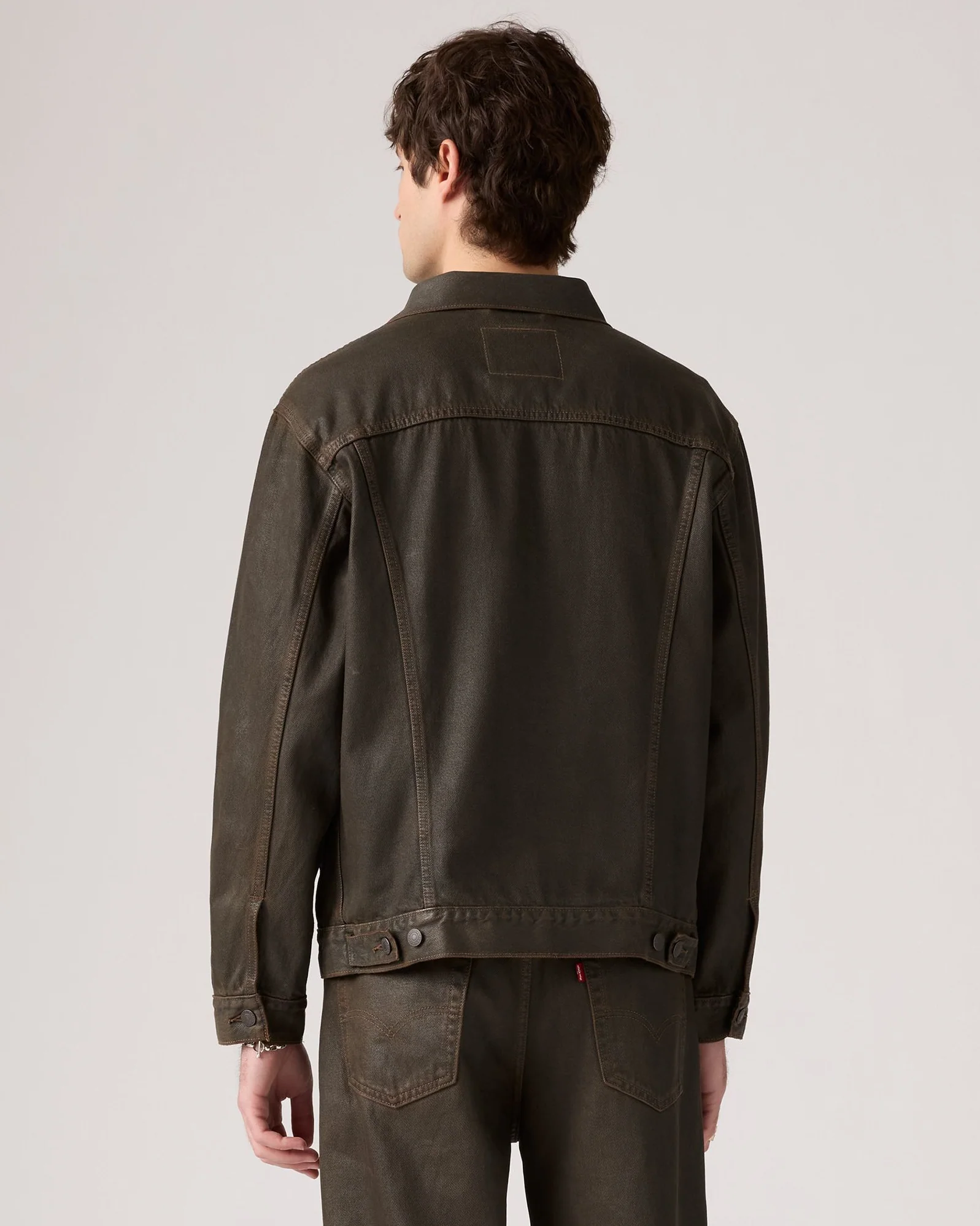 Levi's® Relaxed Fit Coated Trucker Jacket - Brown Wood - Image 4