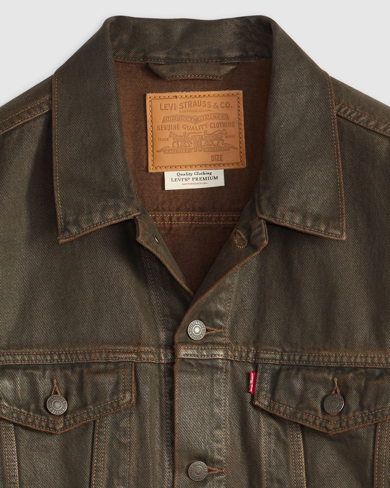 Levi's® Relaxed Fit Coated Trucker Jacket - Brown Wood - Image 5