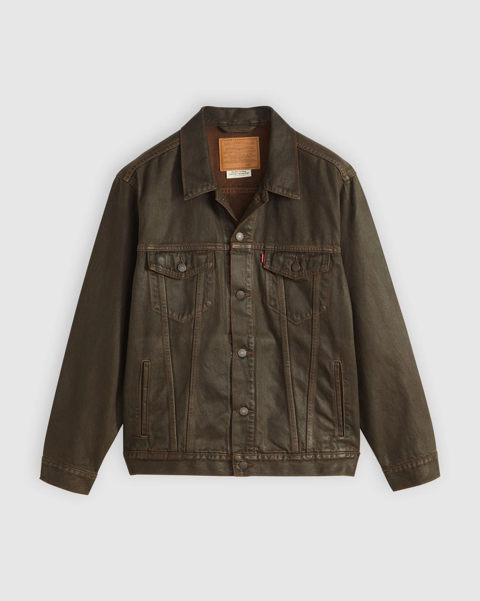 Levi's® Relaxed Fit Coated Trucker Jacket - Brown Wood - Image 6