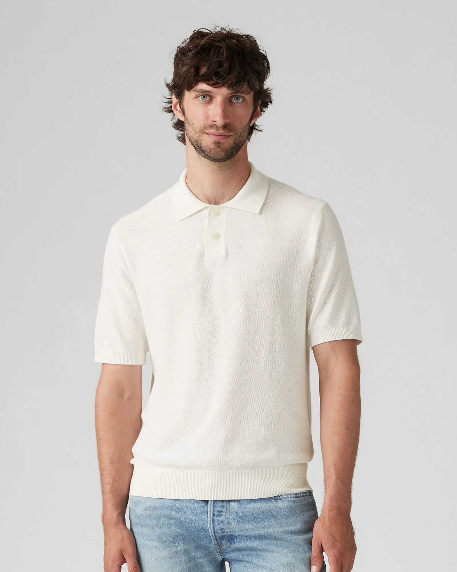 Levi's® Sweater Cotton-Linen Knit Polo - Bright White