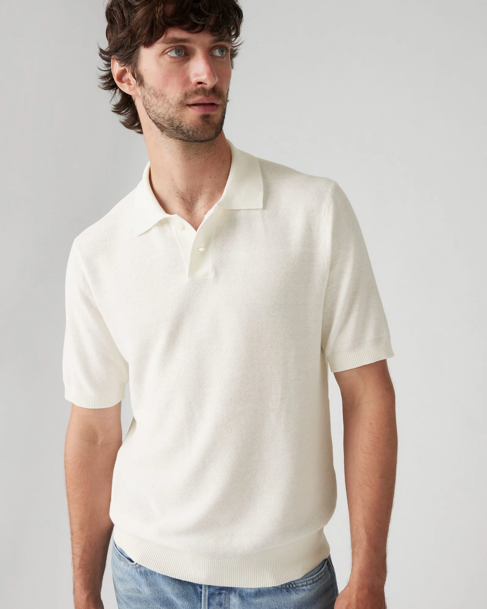 Levi's® Sweater Cotton-Linen Knit Polo - Bright White - Image 3