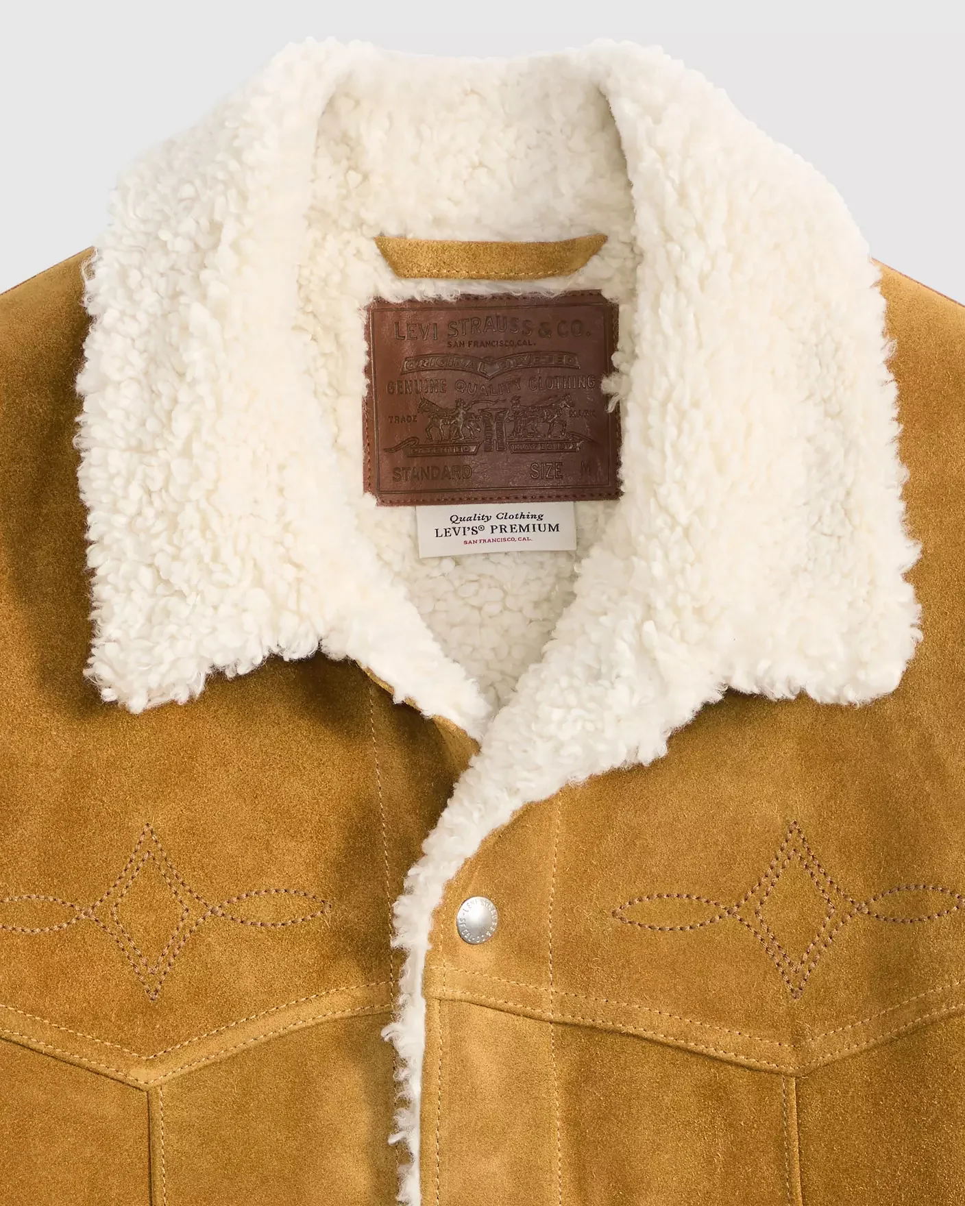 Levi's® Western Suede Sherpa Trucker Jacket - Evening Sun - Image 3