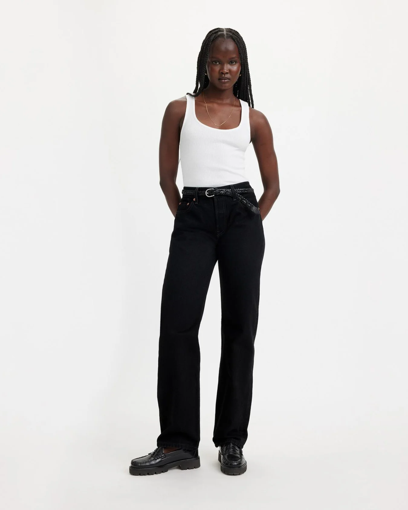 Levi's® Womens 501 90's Relaxed Straight Fit Jeans - Rinsed Blacktop - Image 3