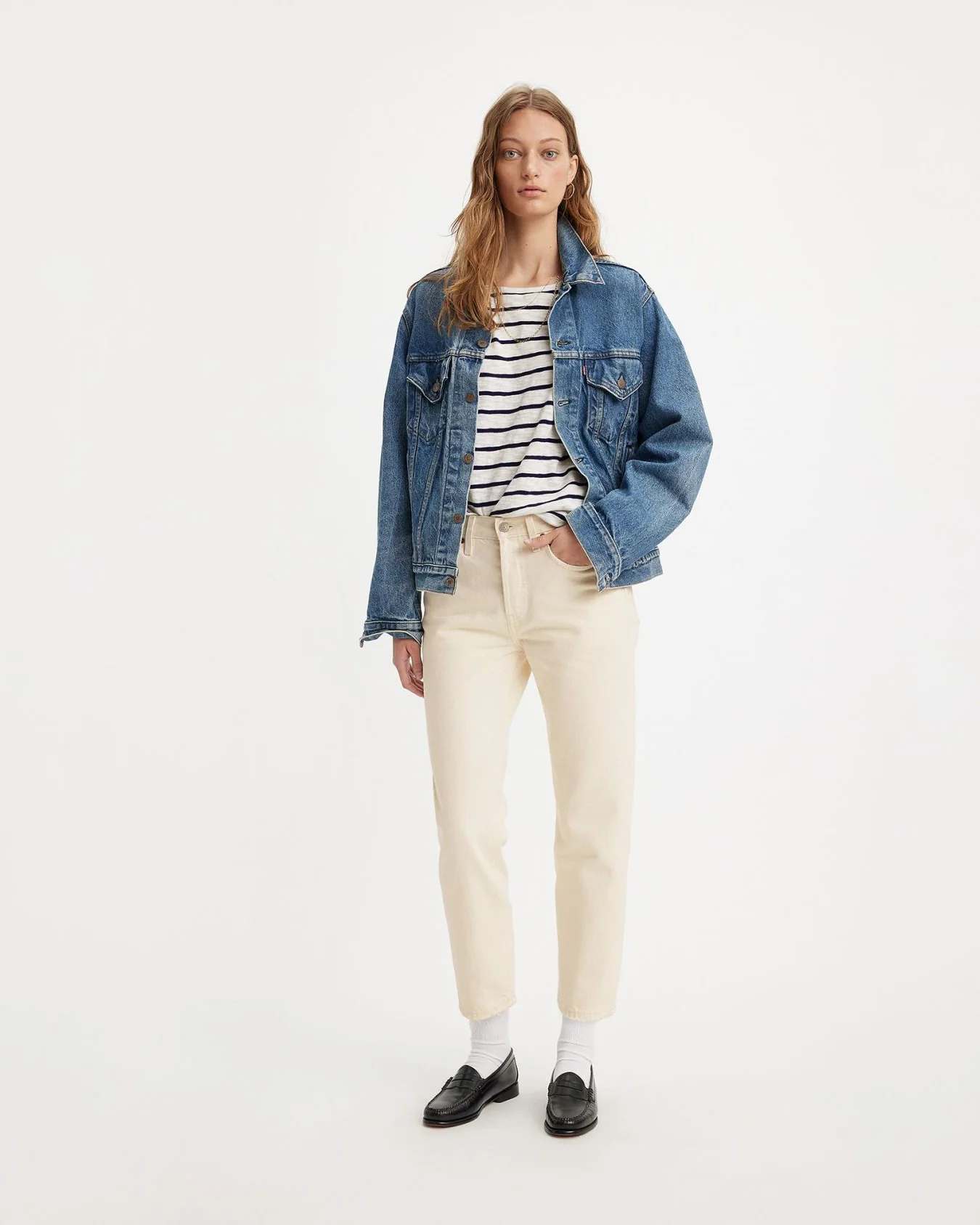 Levi's® Womens 501 Crop Jeans - Ecru Booper No Damage - Image 3