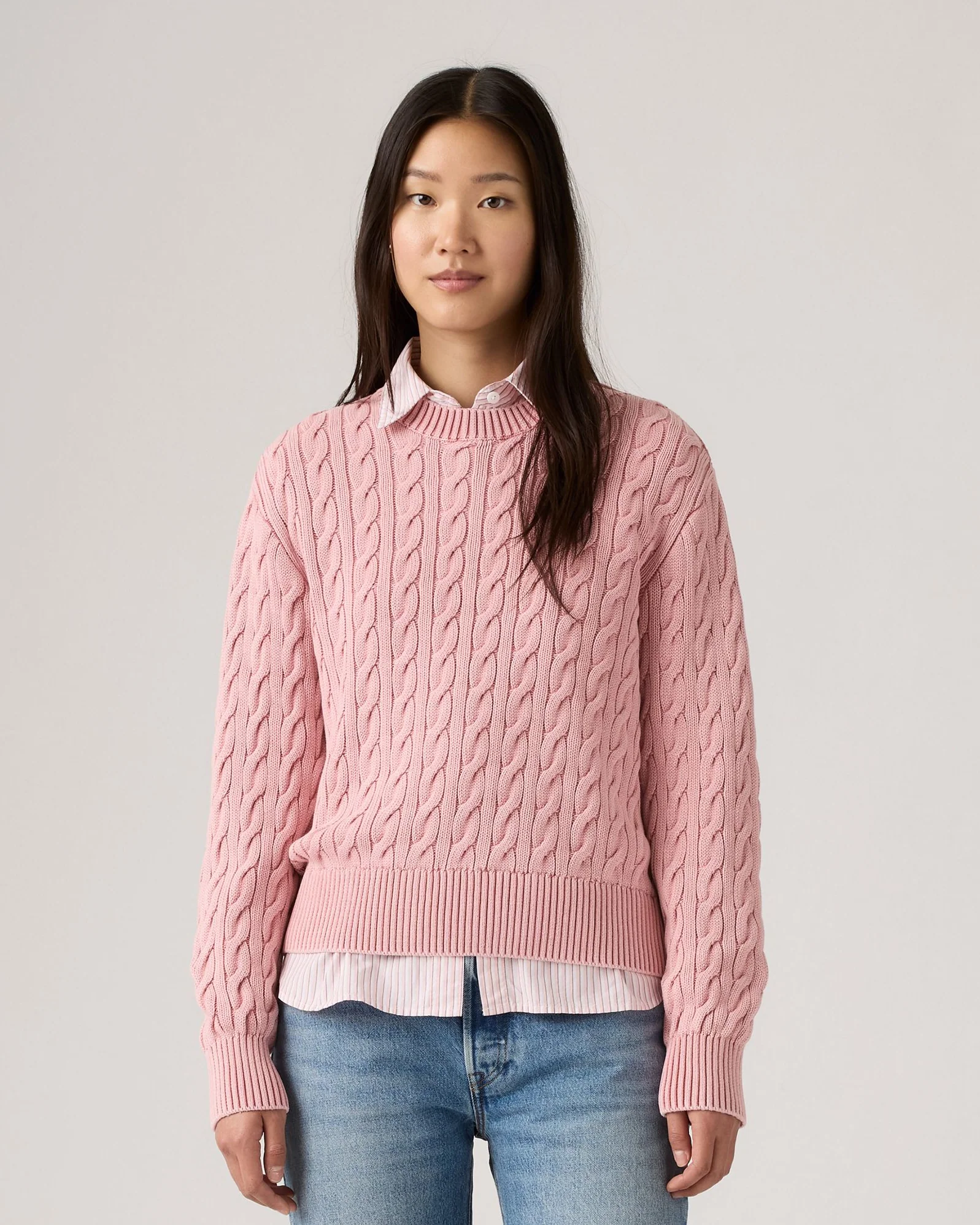 Levi's® Womens Boyfriend Cable Crew Pullover - Peachskin GD