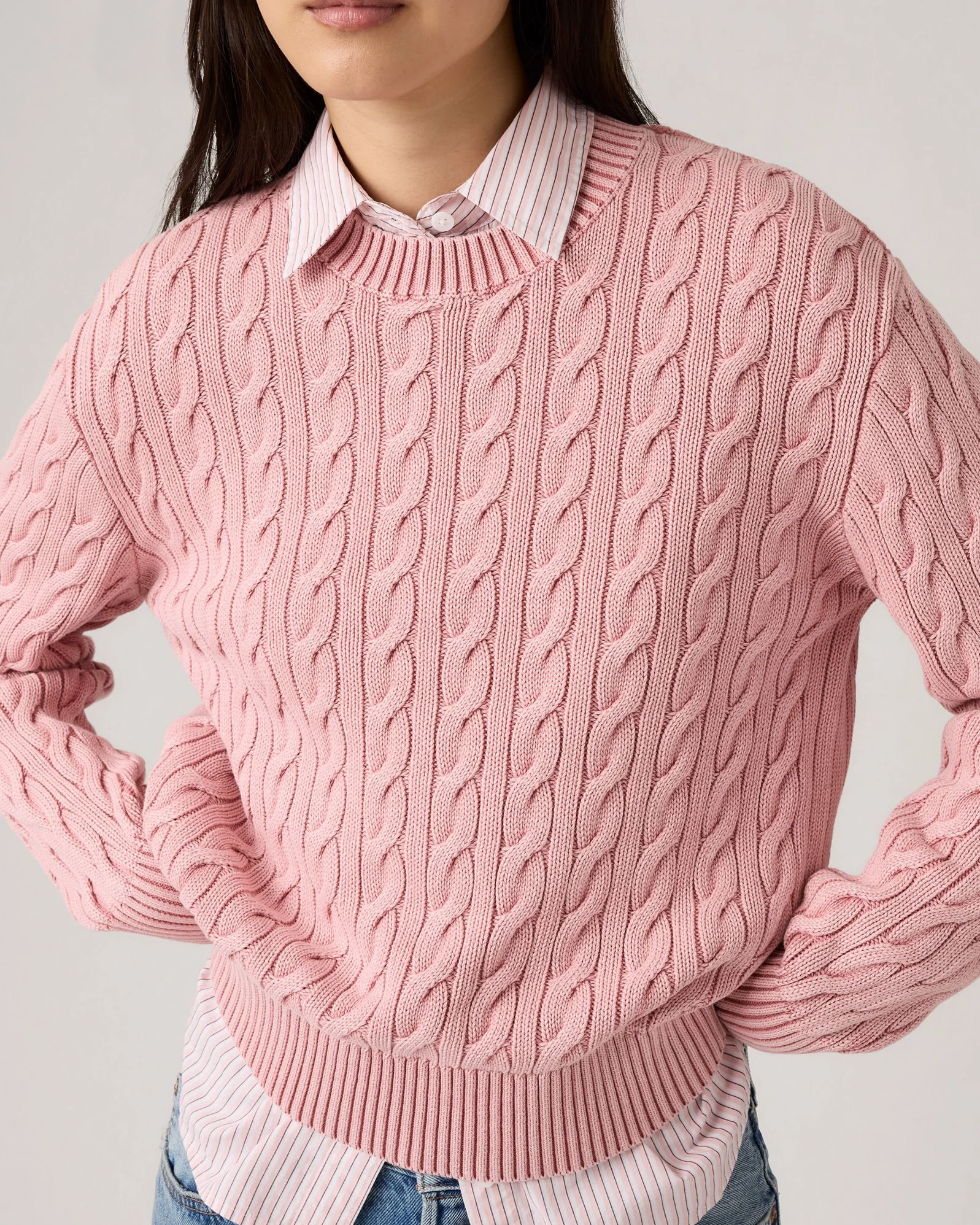 Levi's® Womens Boyfriend Cable Crew Pullover - Peachskin GD - Image 3