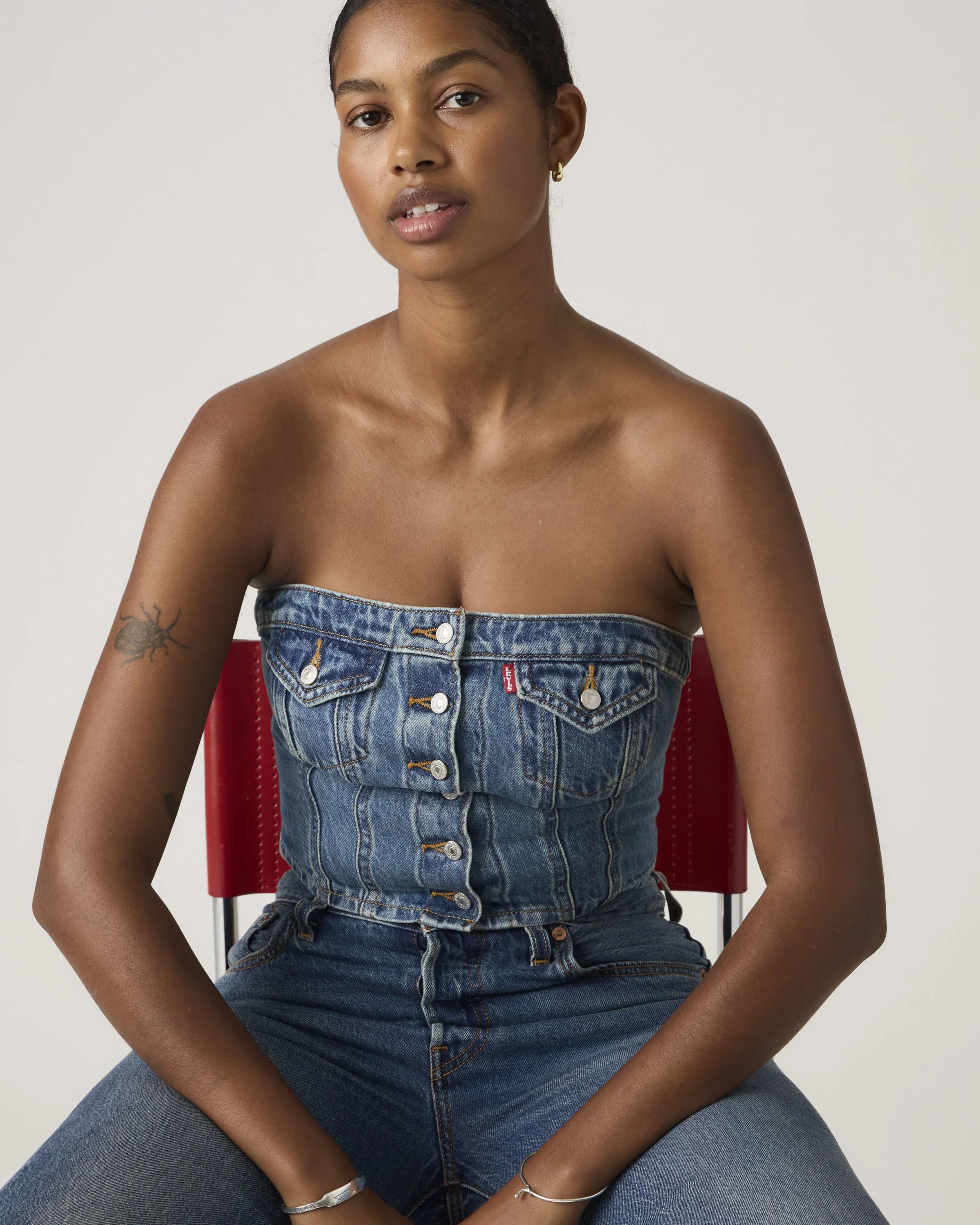 Levi's® Womens Denim Tube Top - All Over Blue - Image 2