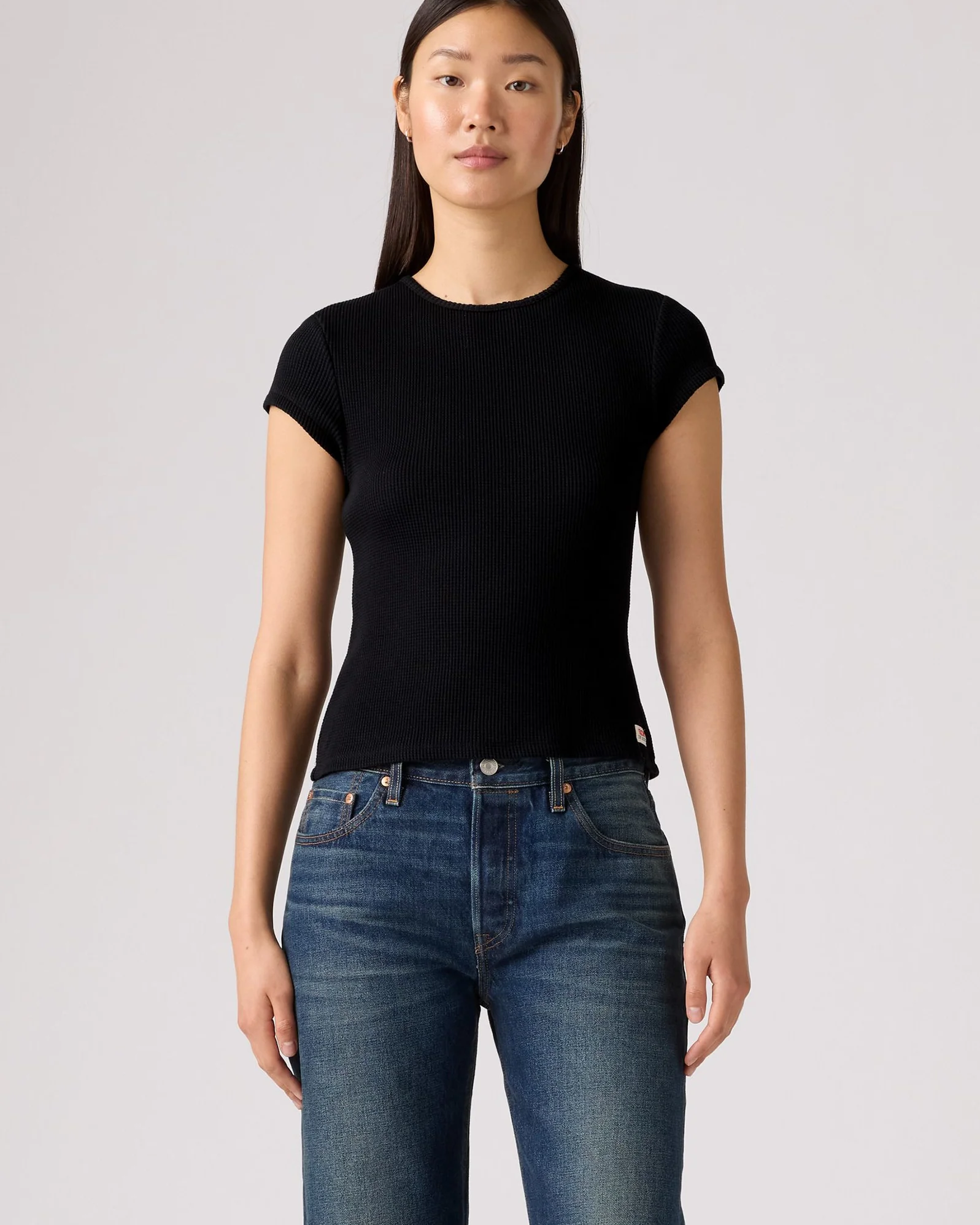 Levi's® Womens Dry Goods Waffle Cap Tee - Anthracite Night - Image 3