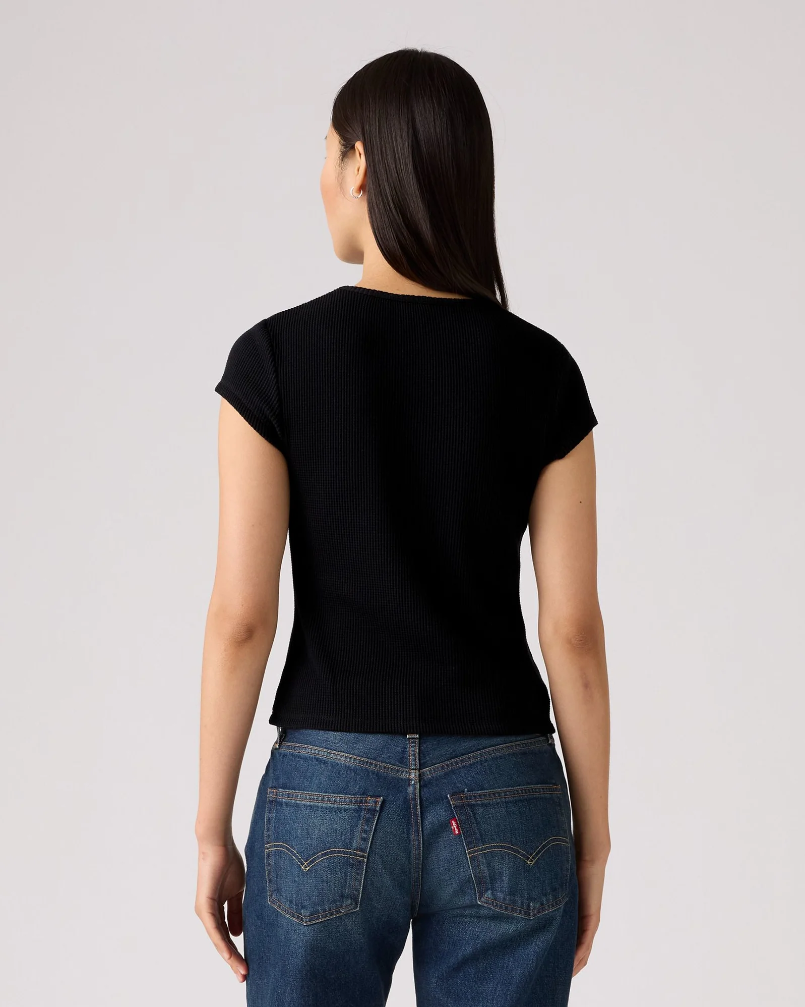 Levi's® Womens Dry Goods Waffle Cap Tee - Anthracite Night - Image 4