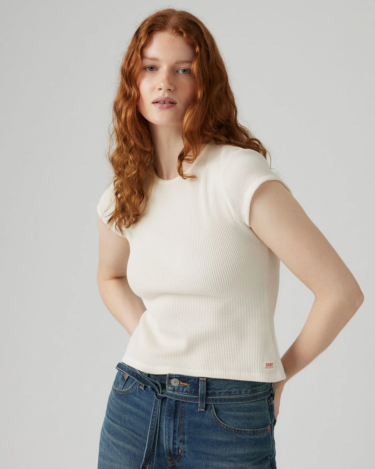 Levi's® Womens Dry Goods Waffle Cap Tee - Gardenia - Image 3