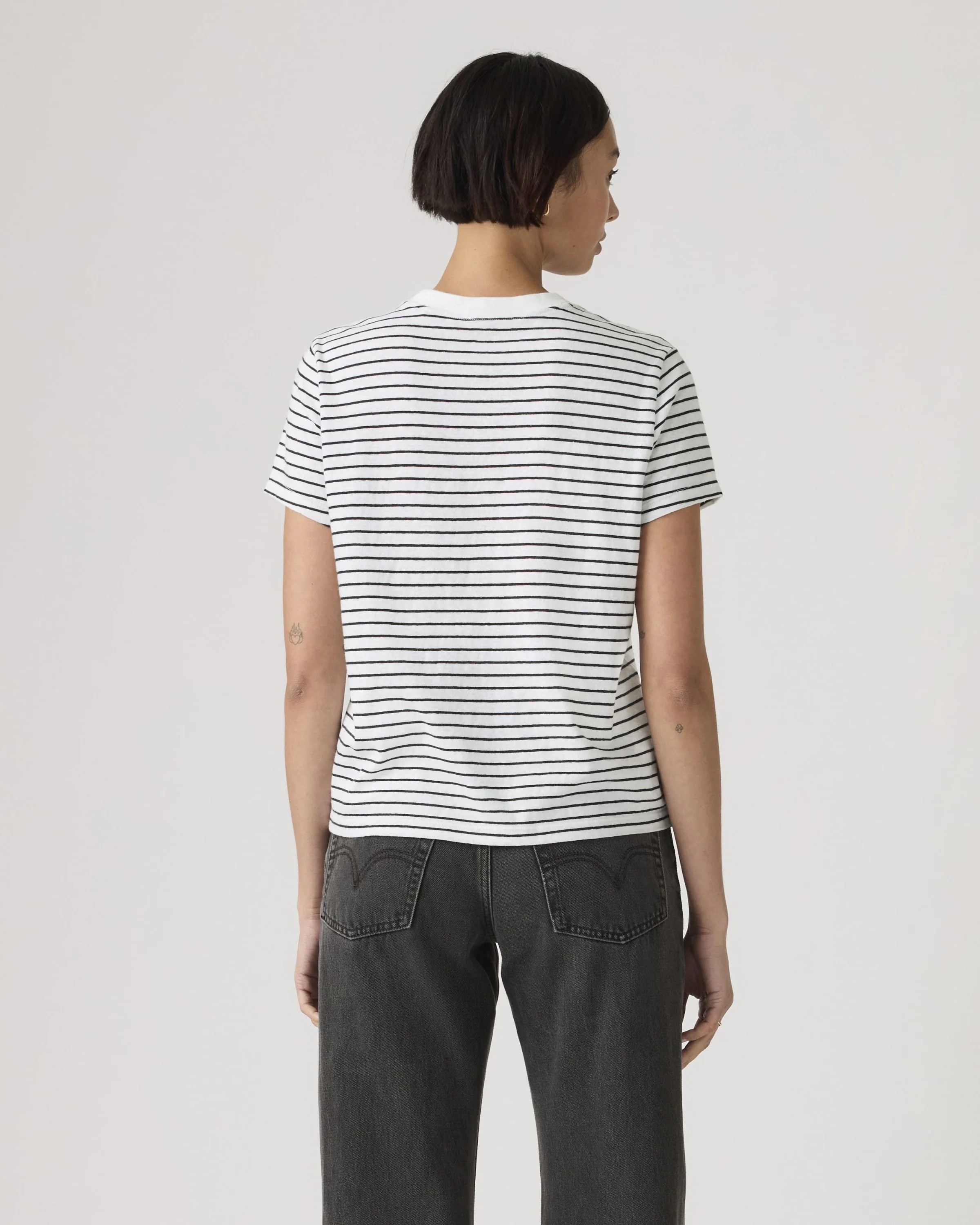 Levi's® Womens Favorite Slub Tee - Golf Course Stripe Bright White / Anthracite Night - Image 4