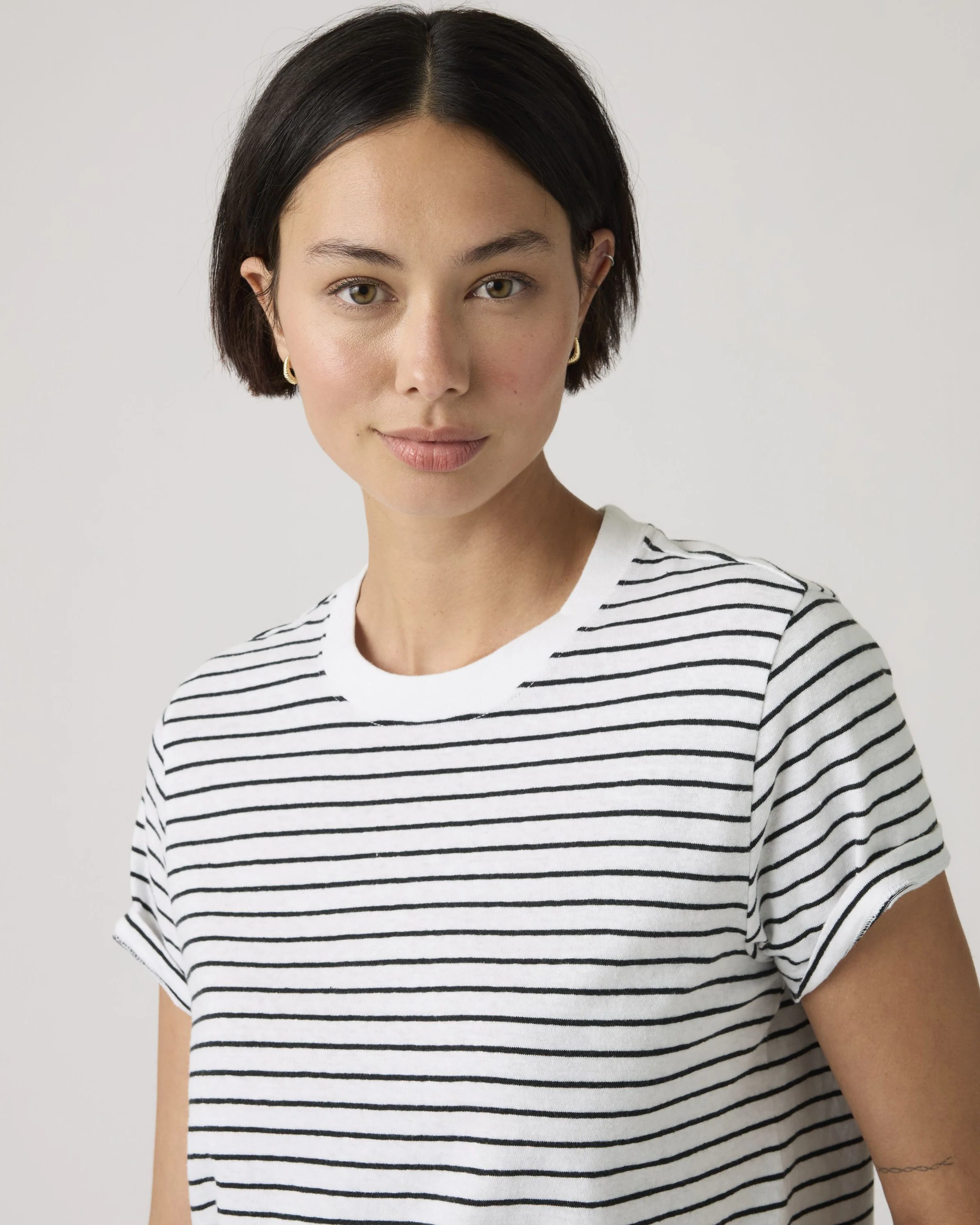 Levi's® Womens Favorite Slub Tee - Golf Course Stripe Bright White / Anthracite Night - Image 5