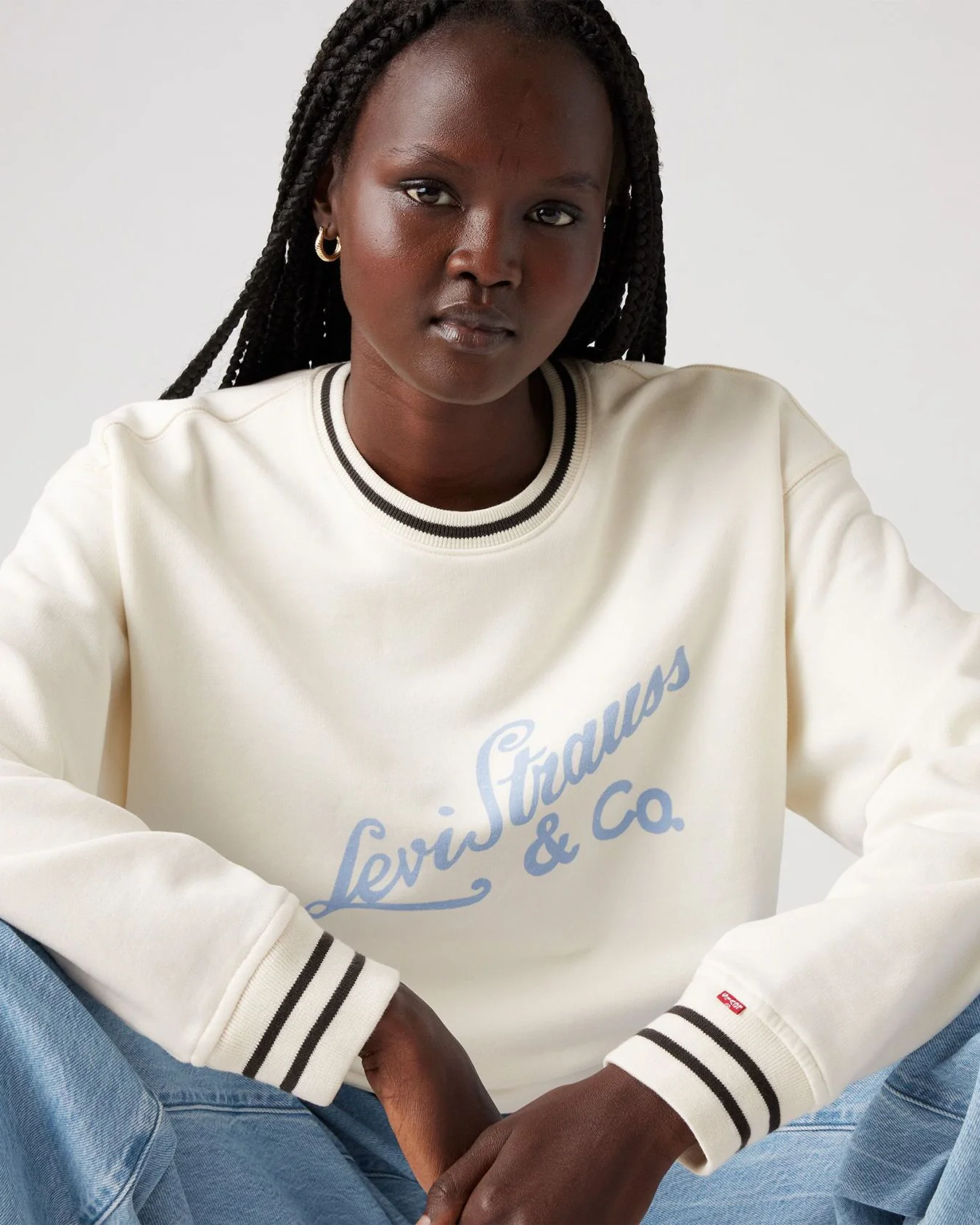 Levi's® Womens Heritage Sport Crew Sweat - Archival Script / Egret - Image 2