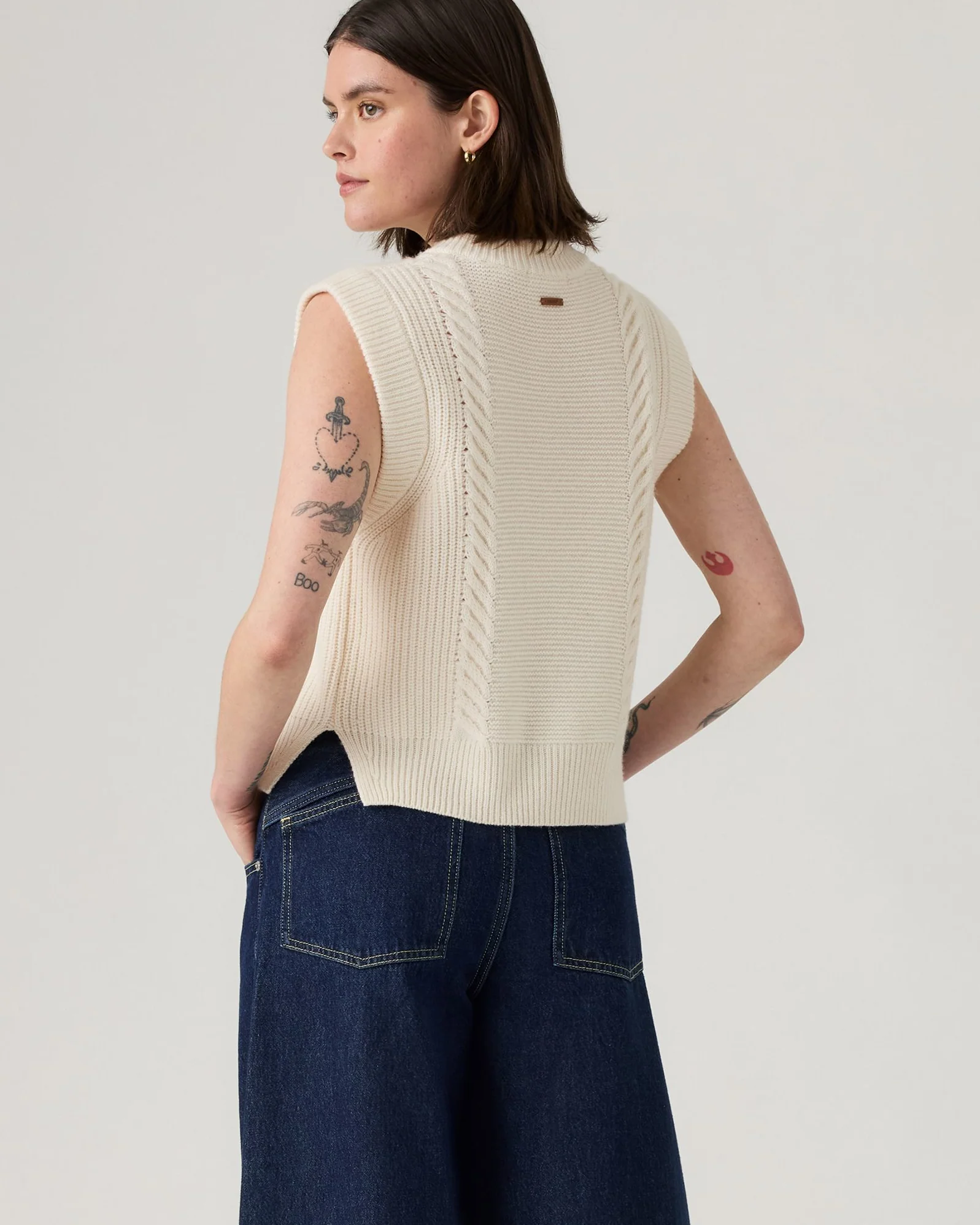 Levi's® Womens Ines Cable Sweater Vest - Whisper White - Image 4