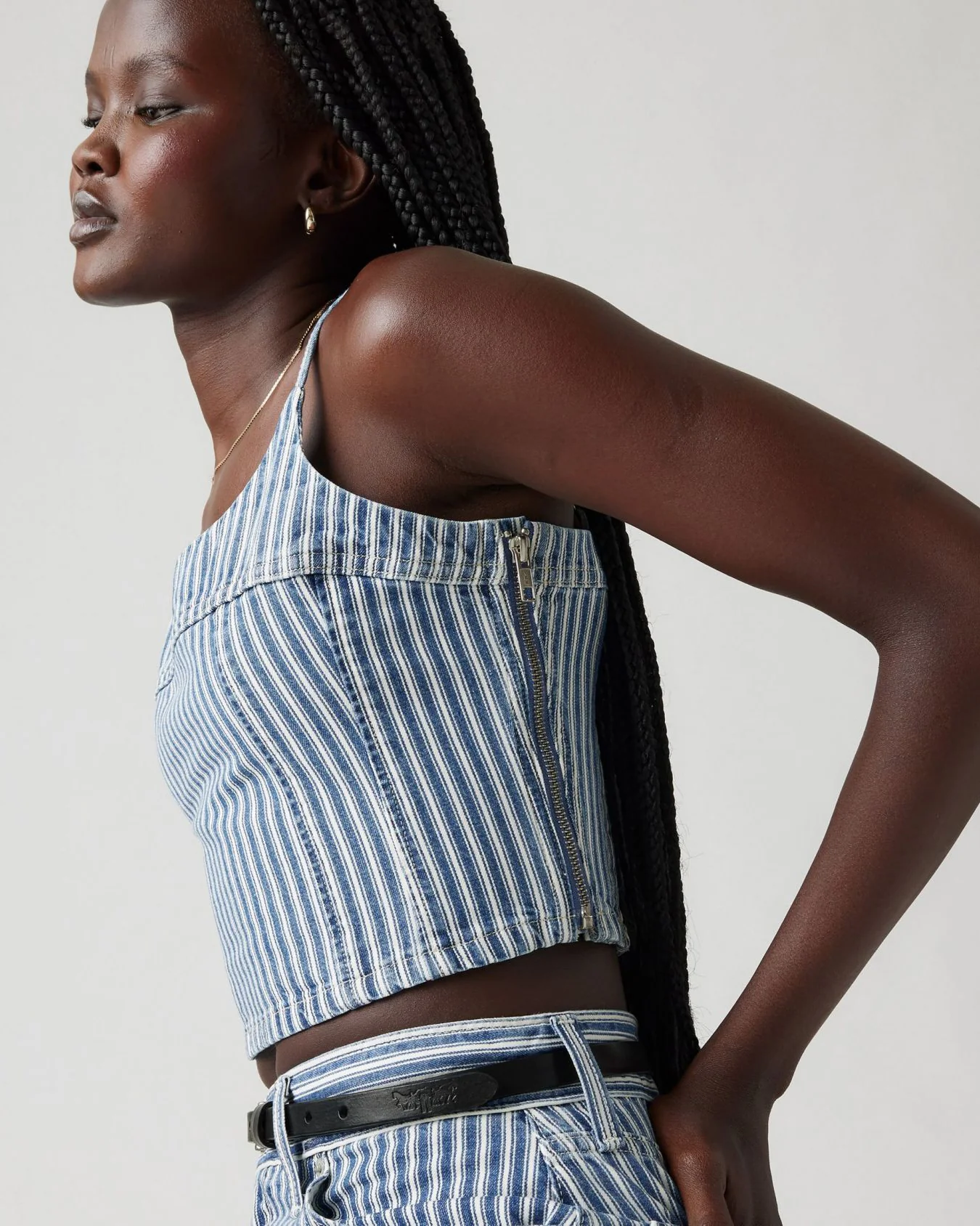 Levi's® Womens Jadine Cami Tank Top - Mischa Stripe Denim - Image 2