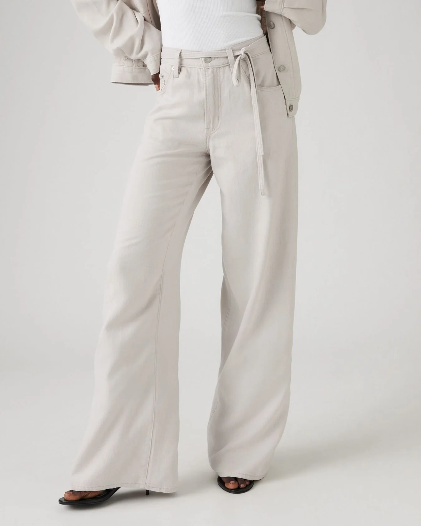 Levi's® Womens XL Straight Wide Leg Linen Trousers - Crystal Grey