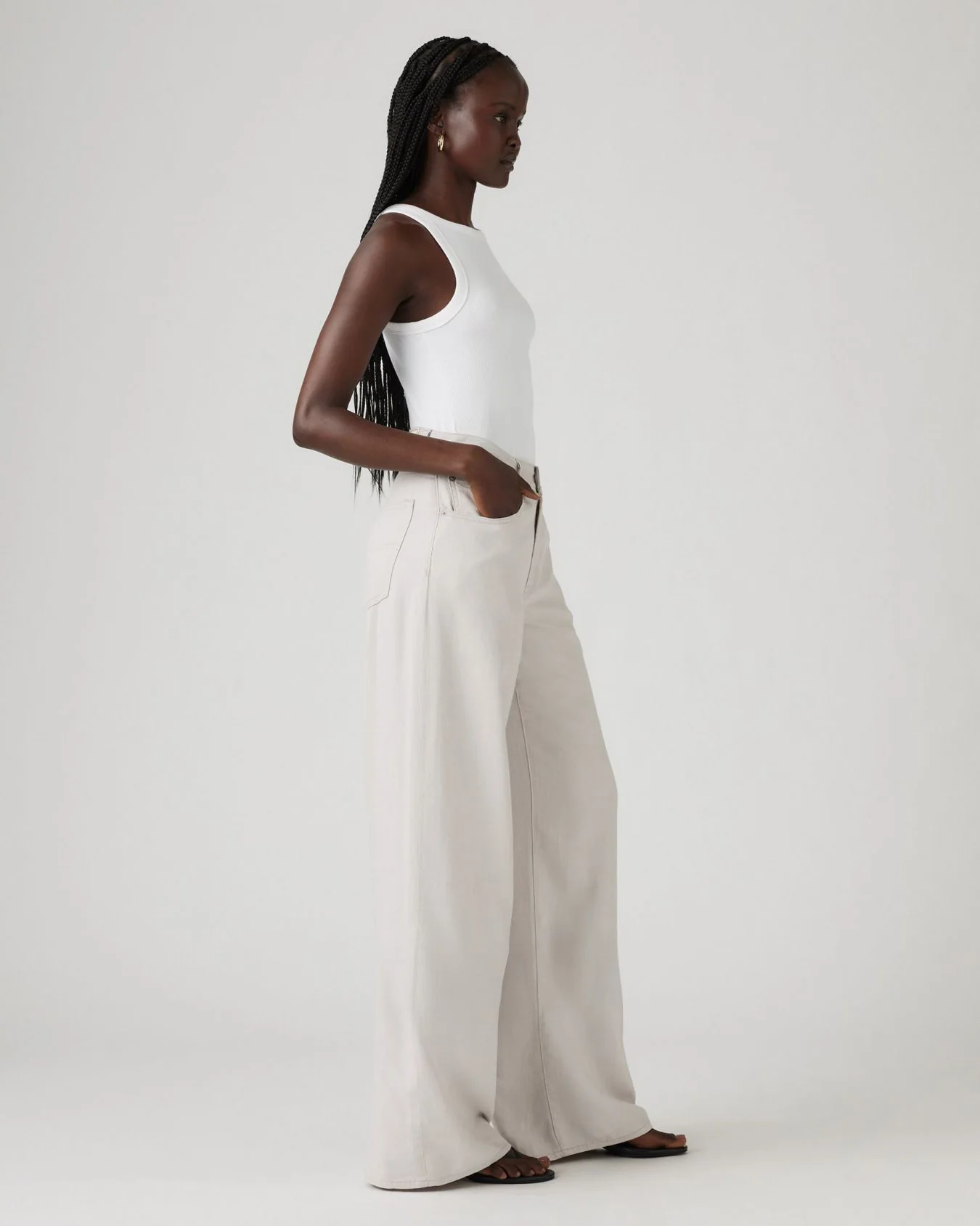 Levi's® Womens XL Straight Wide Leg Linen Trousers - Crystal Grey - Image 6