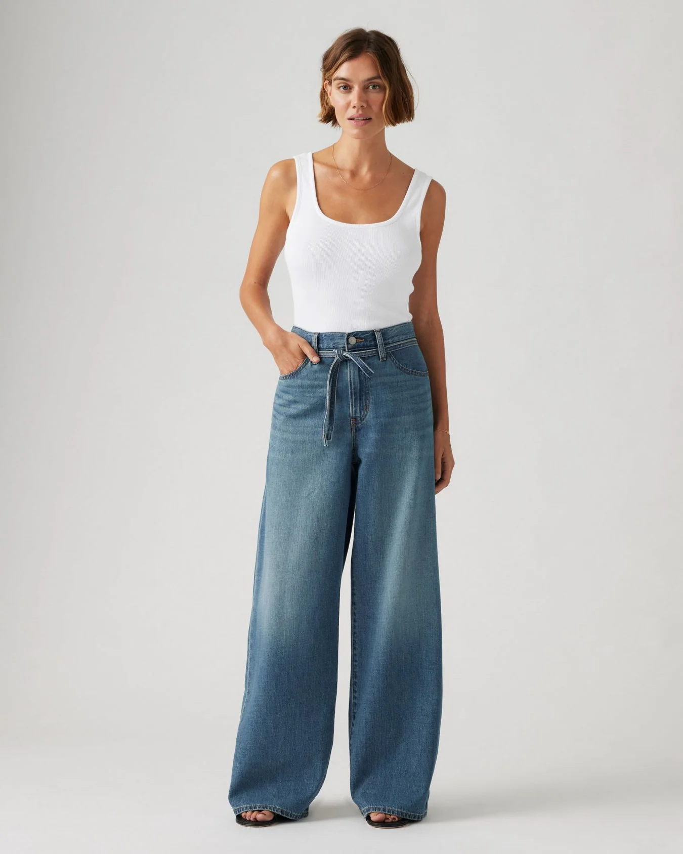 Levi's® Womens XL Straight Wide Leg Linen+ Denim Jeans - Stop Flaxing - Image 4