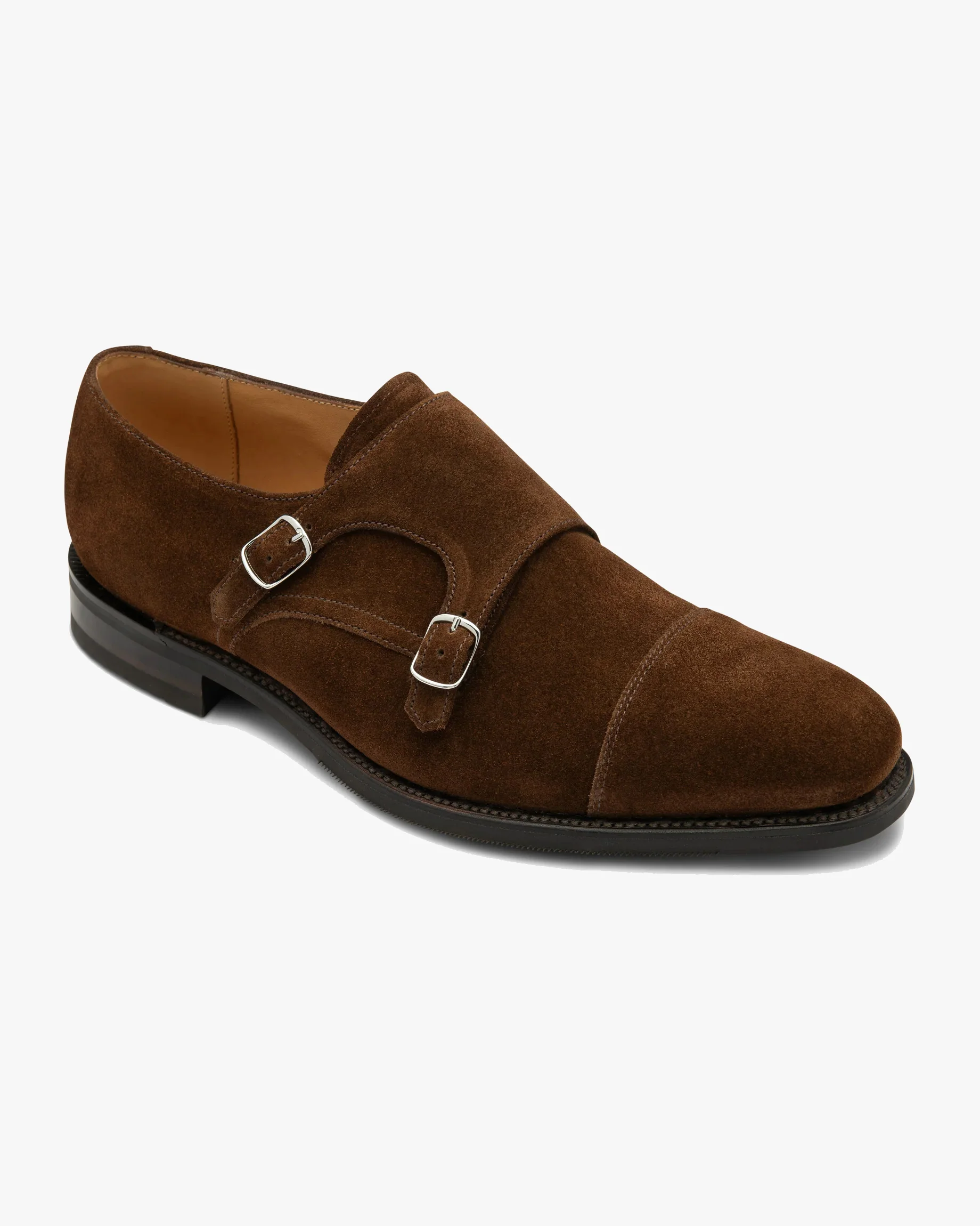 Loake 1880 Classic Cannon Twin Buckle Monk Shoe - Brown Suede - Image 3