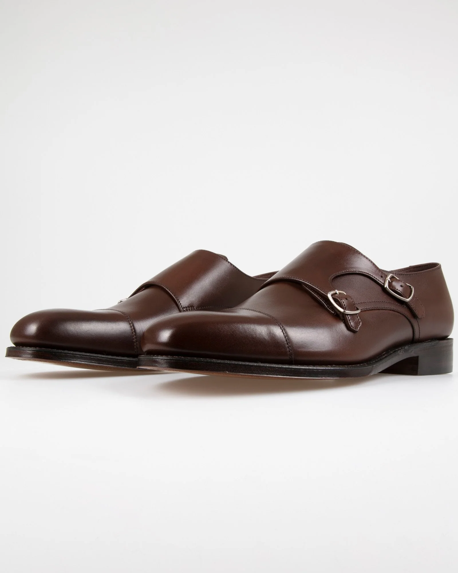Loake 1880 Classic Cannon Calf Leather Twin Buckle Monk Shoe - Dark Brown - Image 3