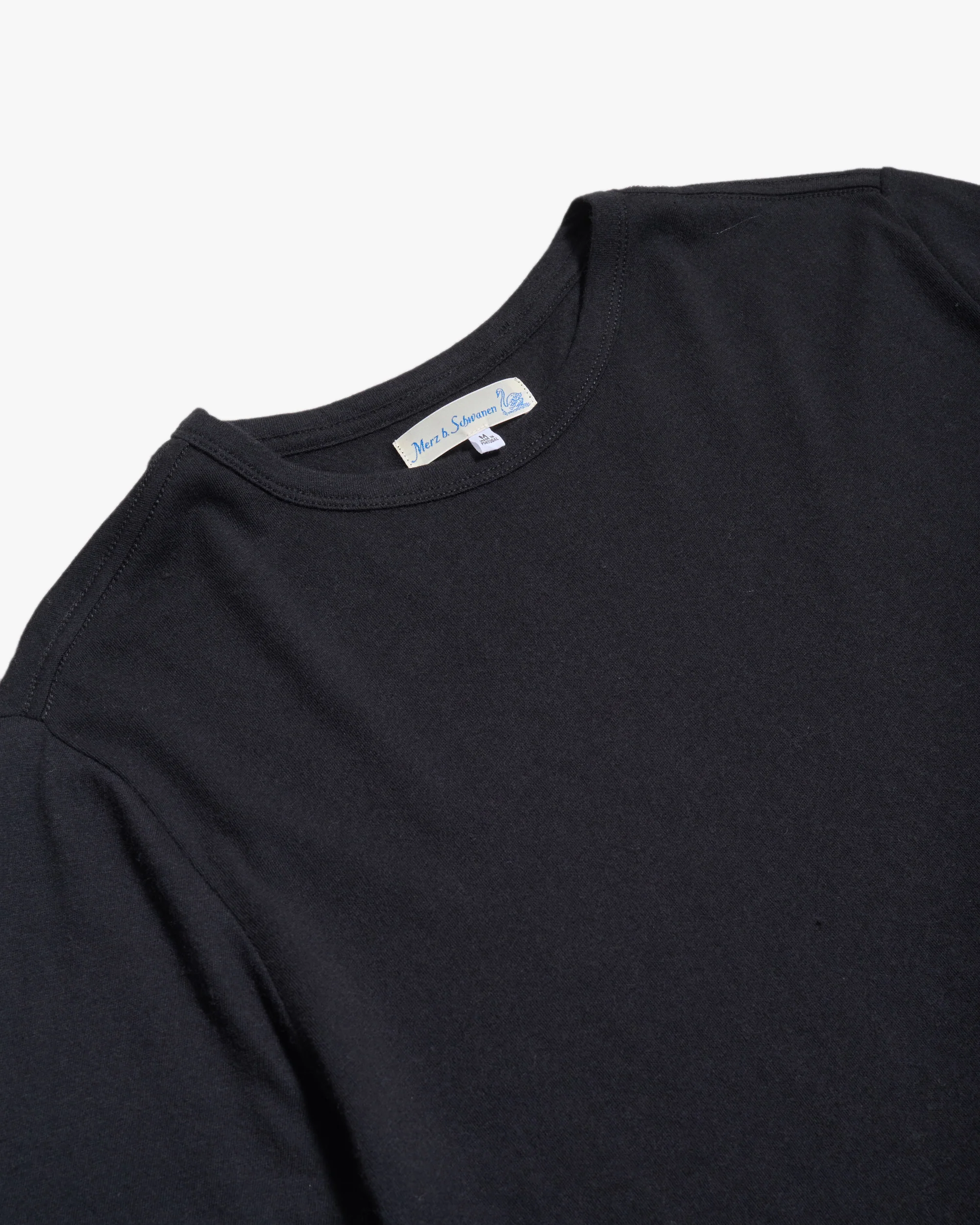 Merz b. Schwanen Good Basics CASHTEE01 Premium Cotton & Cashmere Tee - Deep Black - Image 2