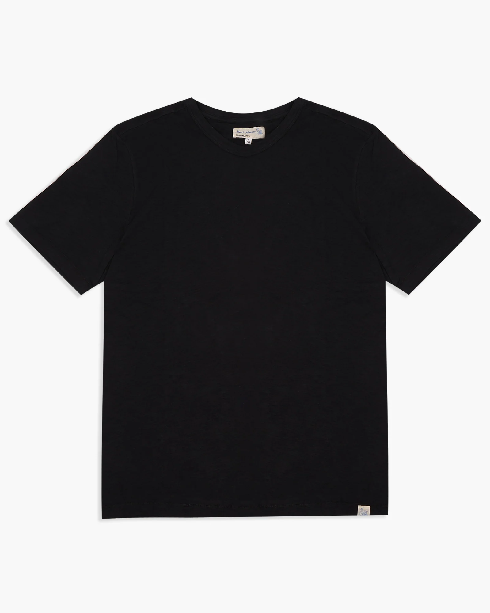 Merz b. Schwanen Good Basics SCT04 4.9oz Pima Slub Cotton Relaxed Tee - Deep Black