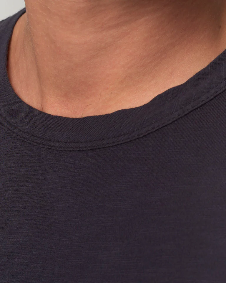 Merz b. Schwanen Good Basics SCT04 4.9oz Pima Slub Cotton Relaxed Tee - Deep Black - Image 5