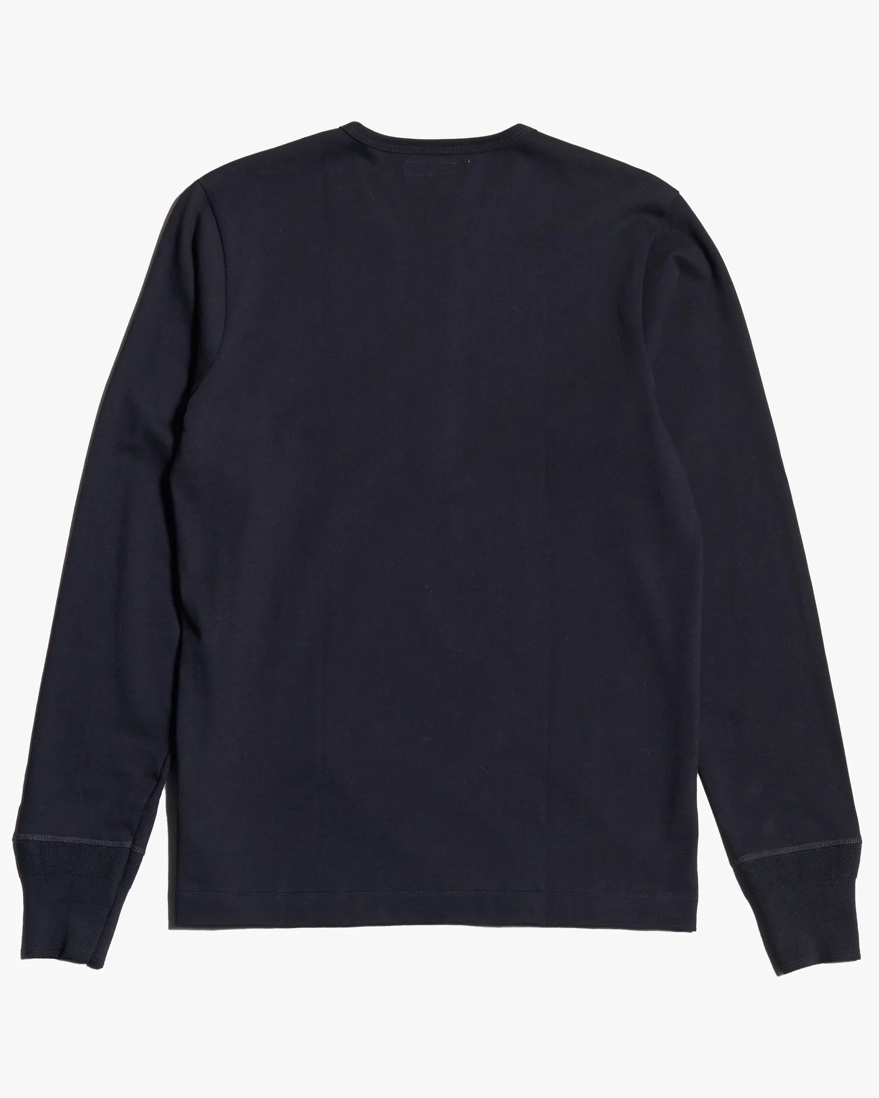 Merz b. Schwanen Good Originals 2M06 6.8oz Classic Fit Sturdy Jersey L/S Henley - Deep Black - Image 4