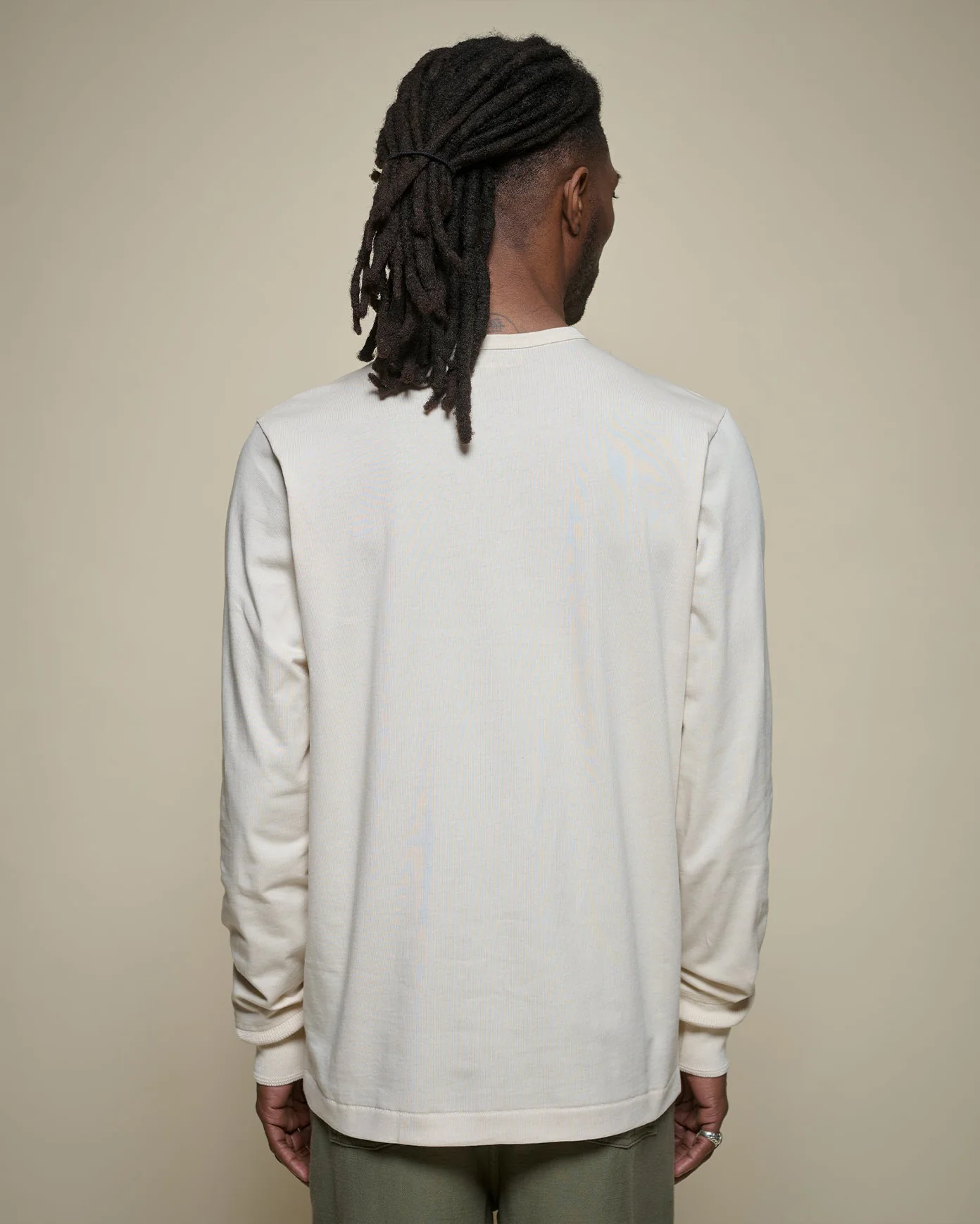 Merz b. Schwanen Good Originals 2M06 6.8oz Classic Fit Sturdy Jersey L/S Henley - Nature - Image 3