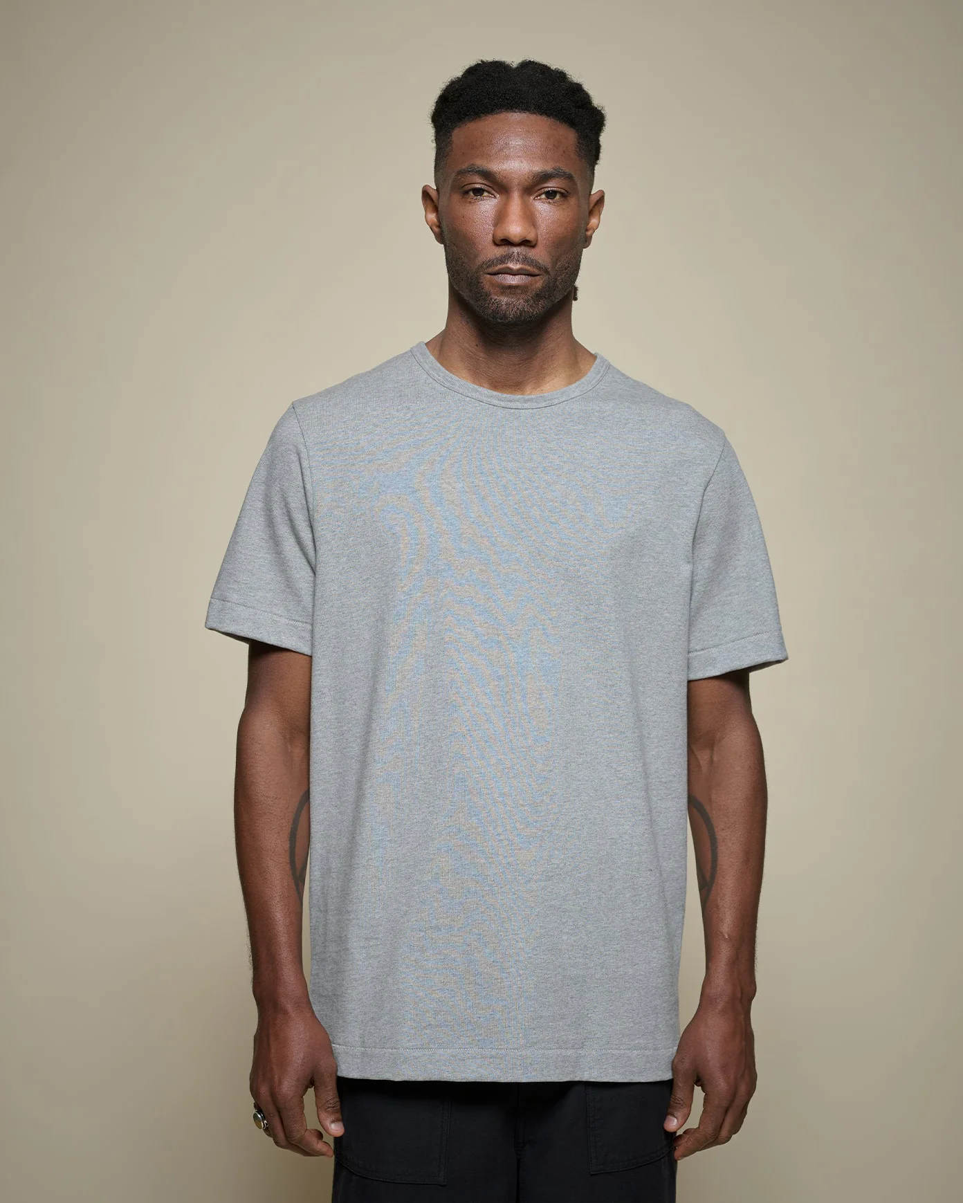 Merz b. Schwanen Good Originals 2M15 6.8oz Classic Fit Sturdy Jersey Tee - Grey Melange - Image 2