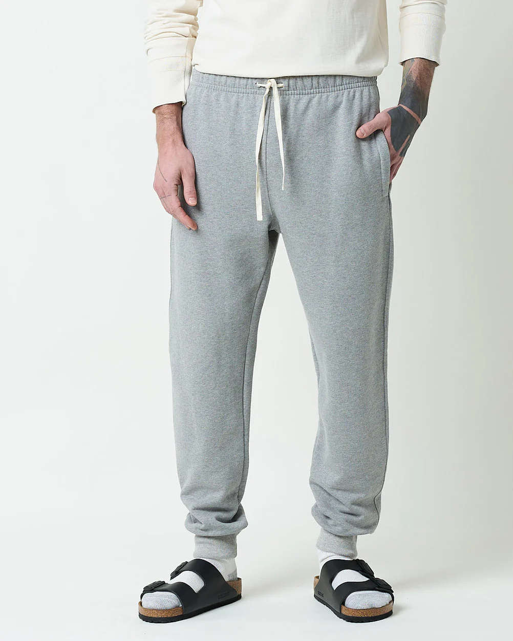 Merz b. Schwanen Good Originals 359 Loopwheeled Sweat Pants - Grey Melange - Image 2