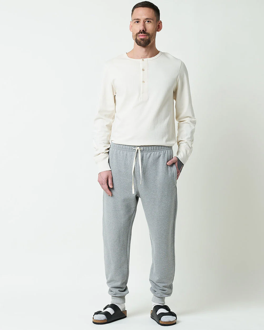 Merz b. Schwanen Good Originals 359 Loopwheeled Sweat Pants - Grey Melange - Image 4