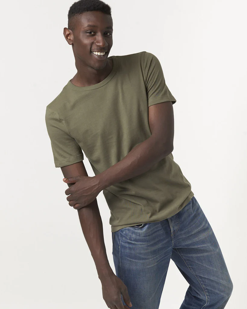Merz b. Schwanen Good Originals 4.6oz 1950s Loopwheeled Tee - Army - Image 5