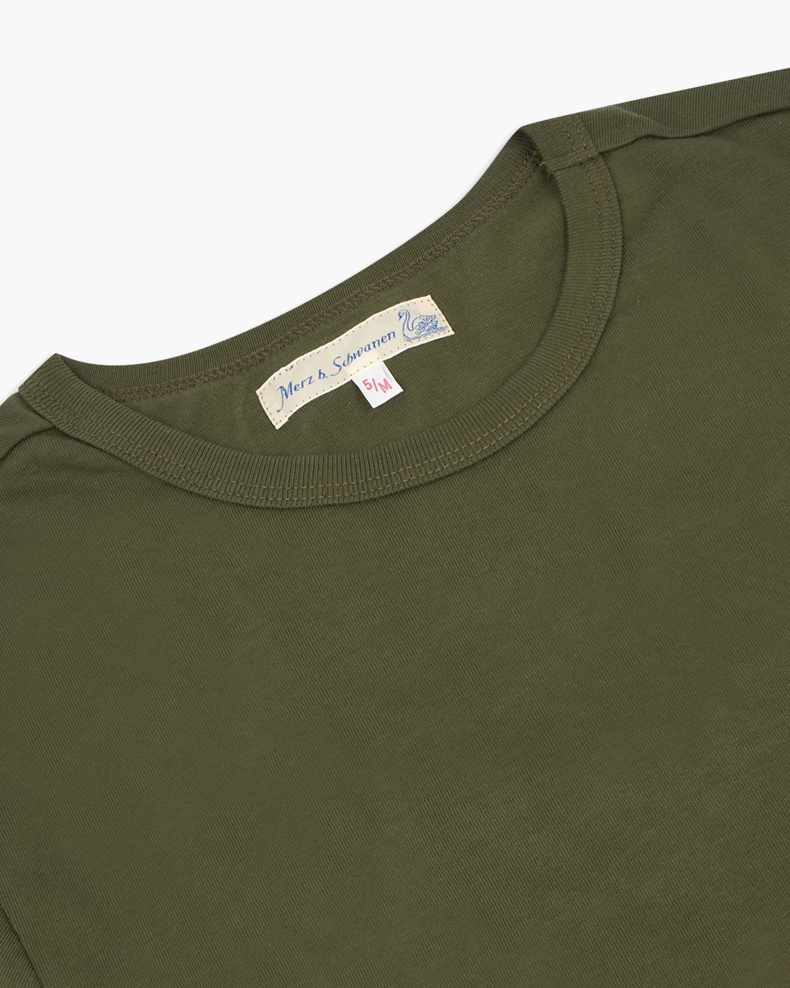 Merz b. Schwanen Good Originals 4.6oz 1950s Loopwheeled Tee - Army - Image 7