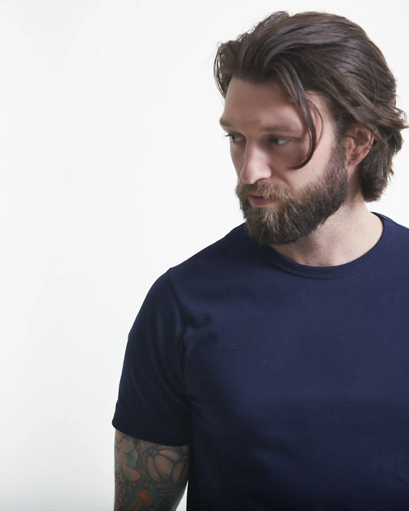 Merz b. Schwanen Good Originals 4.6oz 1950s Loopwheeled Tee - Ink Blue - Image 4