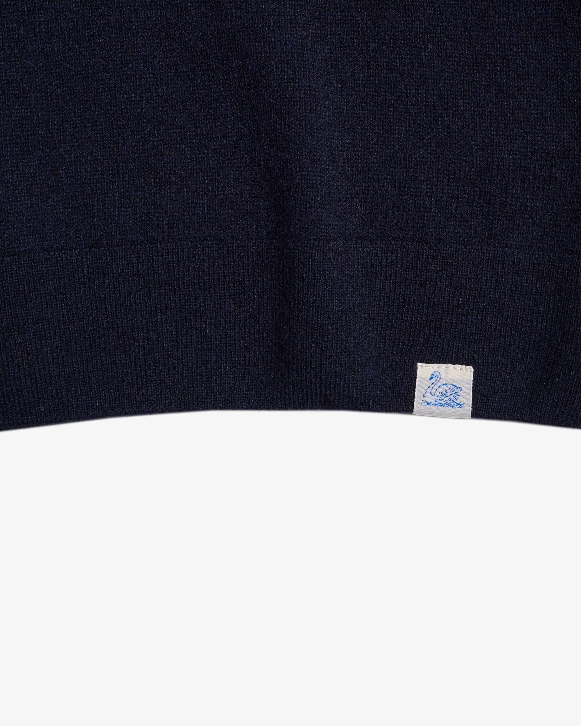 Merz b. Schwanen KNITPOLO01 Merino Wool Silk & Cashmere L/S Polo Shirt - Dark Navy - Image 9
