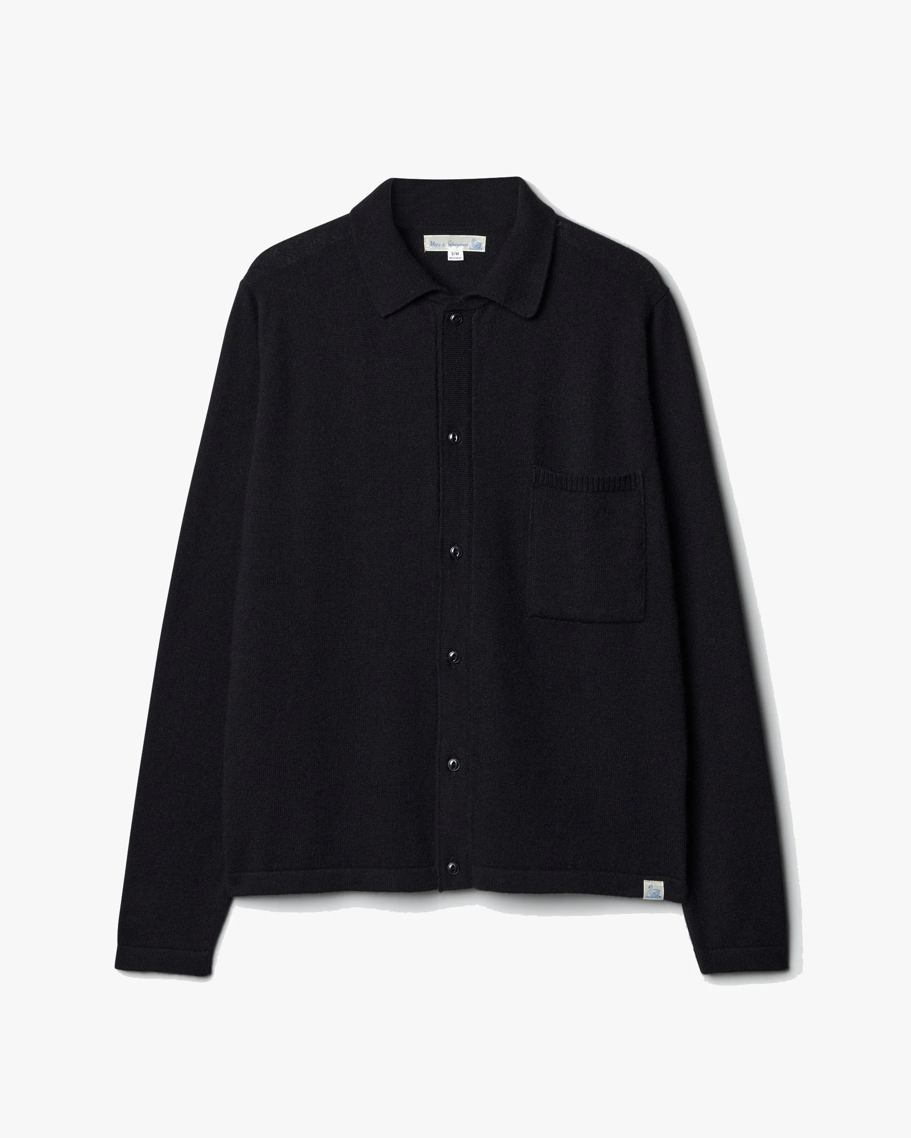 Merz b. Schwanen KNITSHIRT06 Merino Wool Silk & Cashmere L/S Shirt - Deep Black